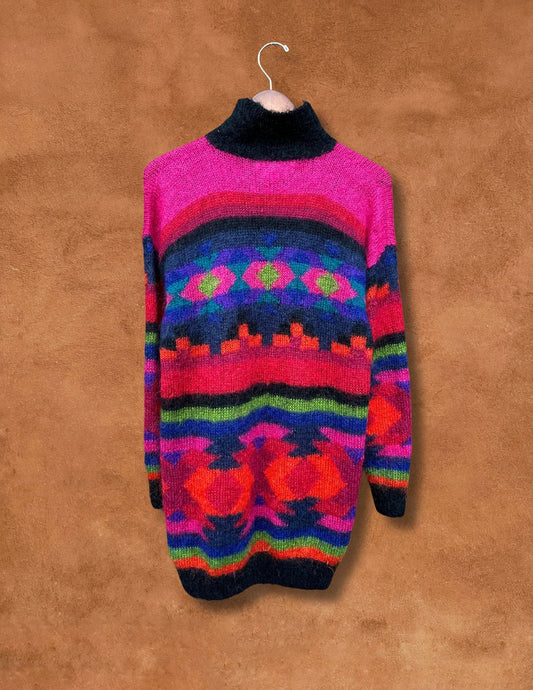 Vintage 80s Handknit Tunic Sweater