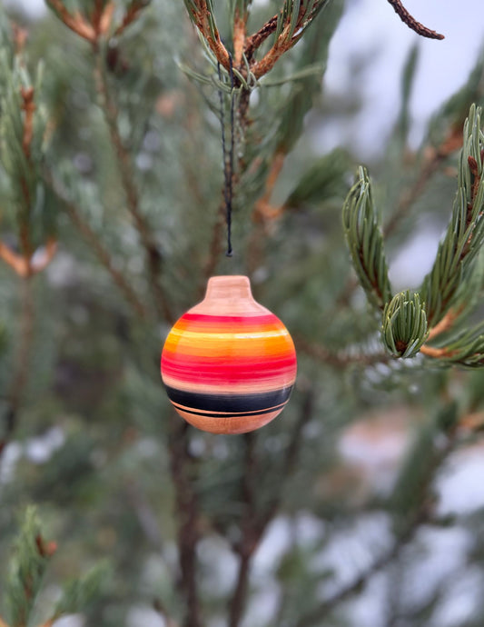 Navajo Made Handpainted Clay Ornament- Santa Fe Sunrise