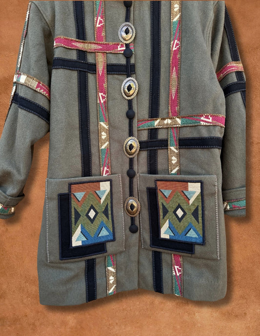 Vintage 80s Patchwork Wool Coat