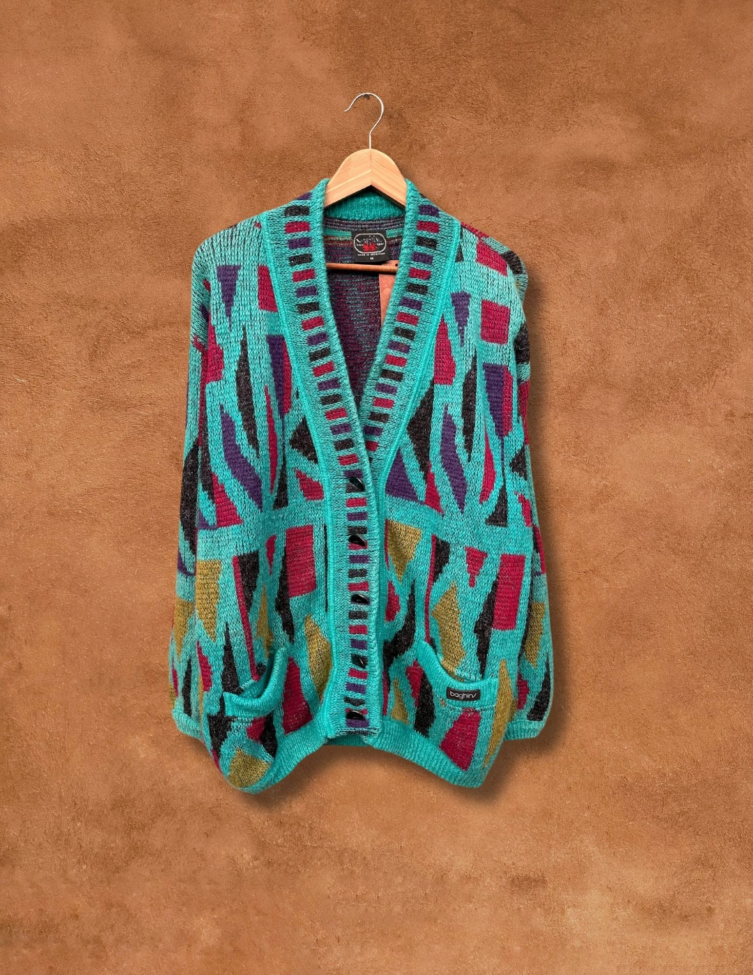 Vintage 80s Geo Cardigan Sweater