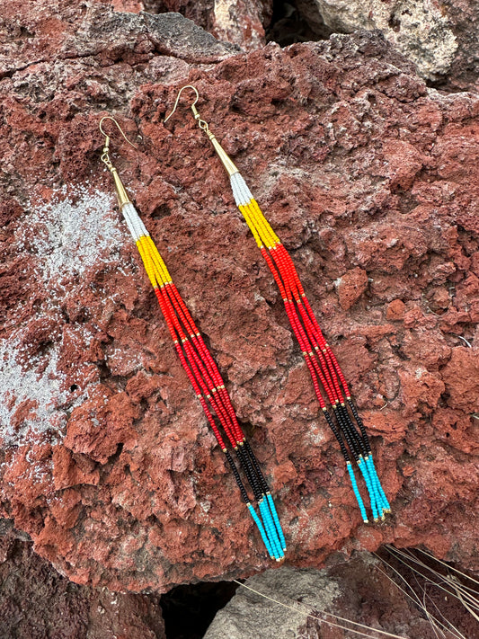 Navajo Made Beaded Stripe Earrings 7