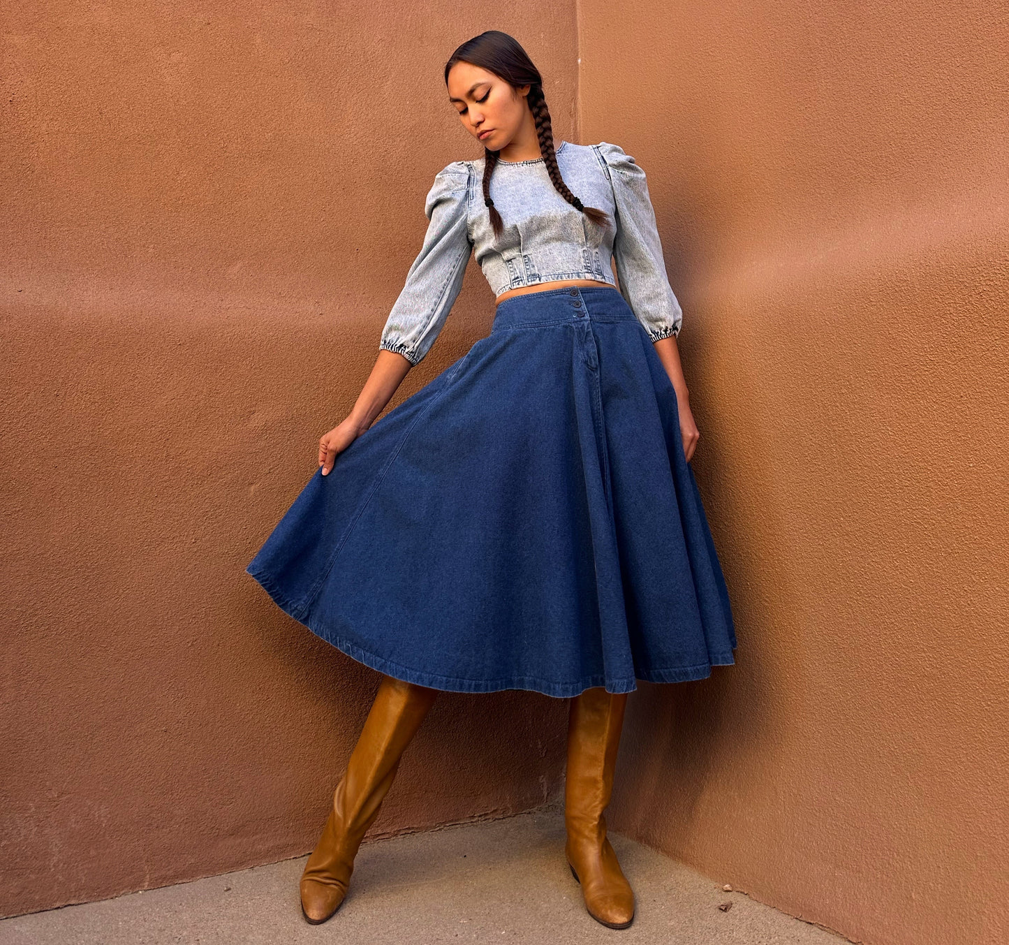 Vintage 70s Denim Circle Skirt