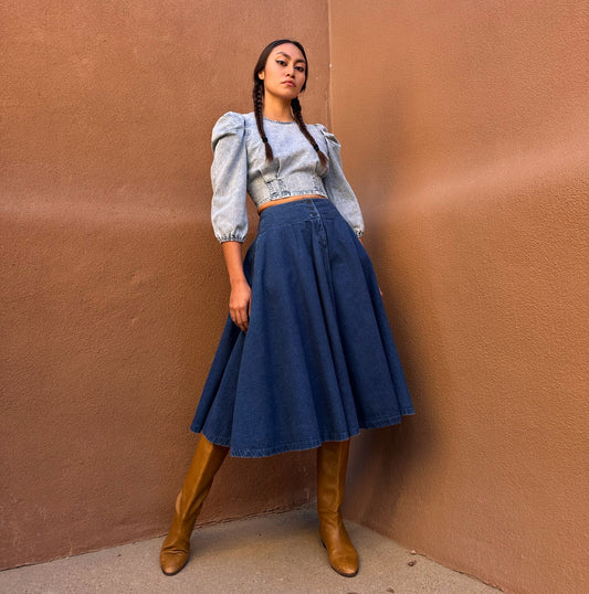 Vintage 70s Denim Circle Skirt