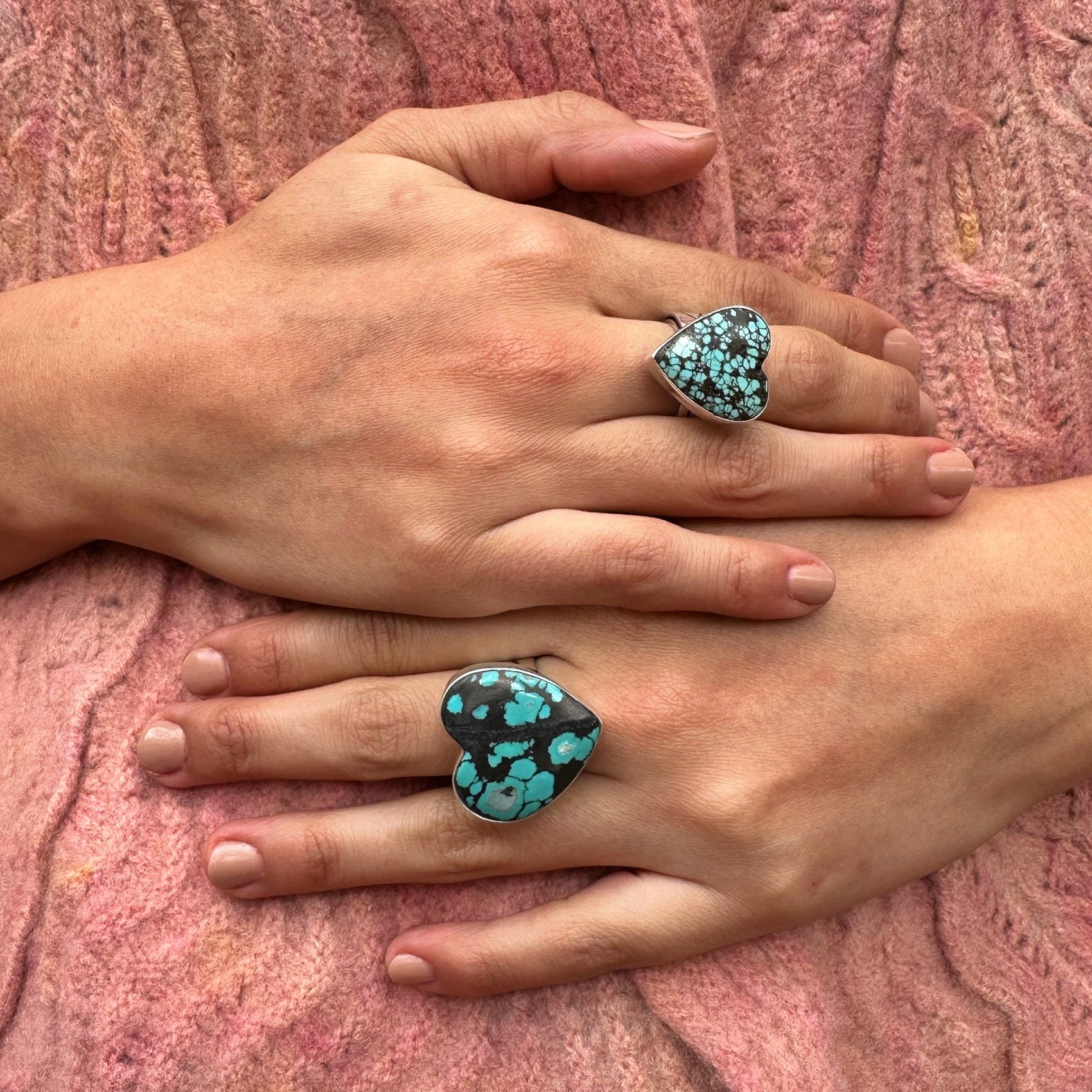 Navajo Made Turquoise Heart Ring