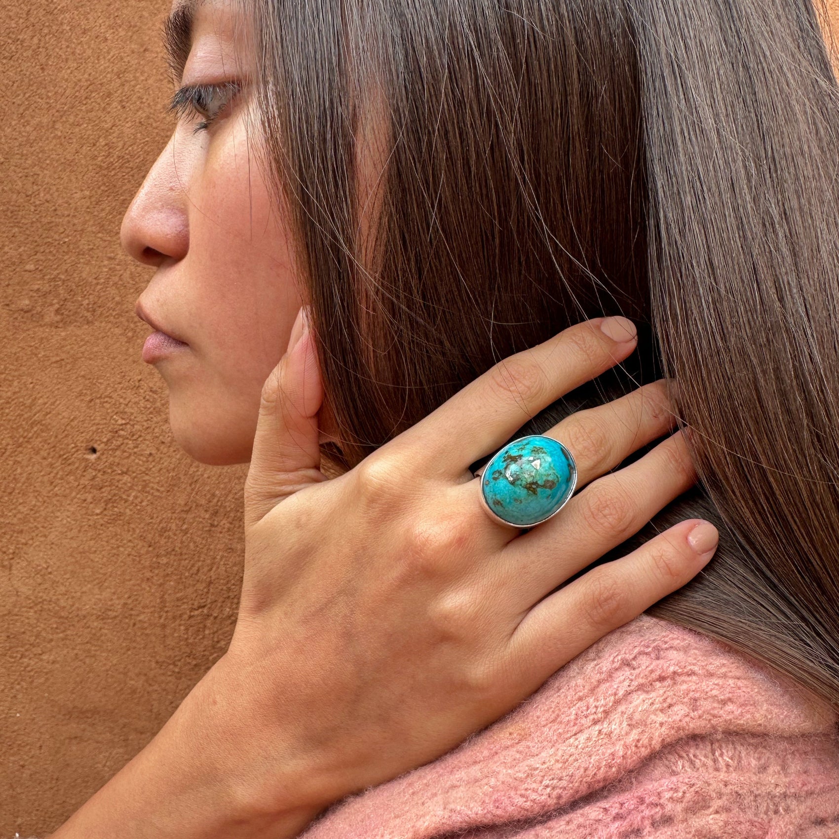 Navajo Made Turquoise Large Nugget Rings