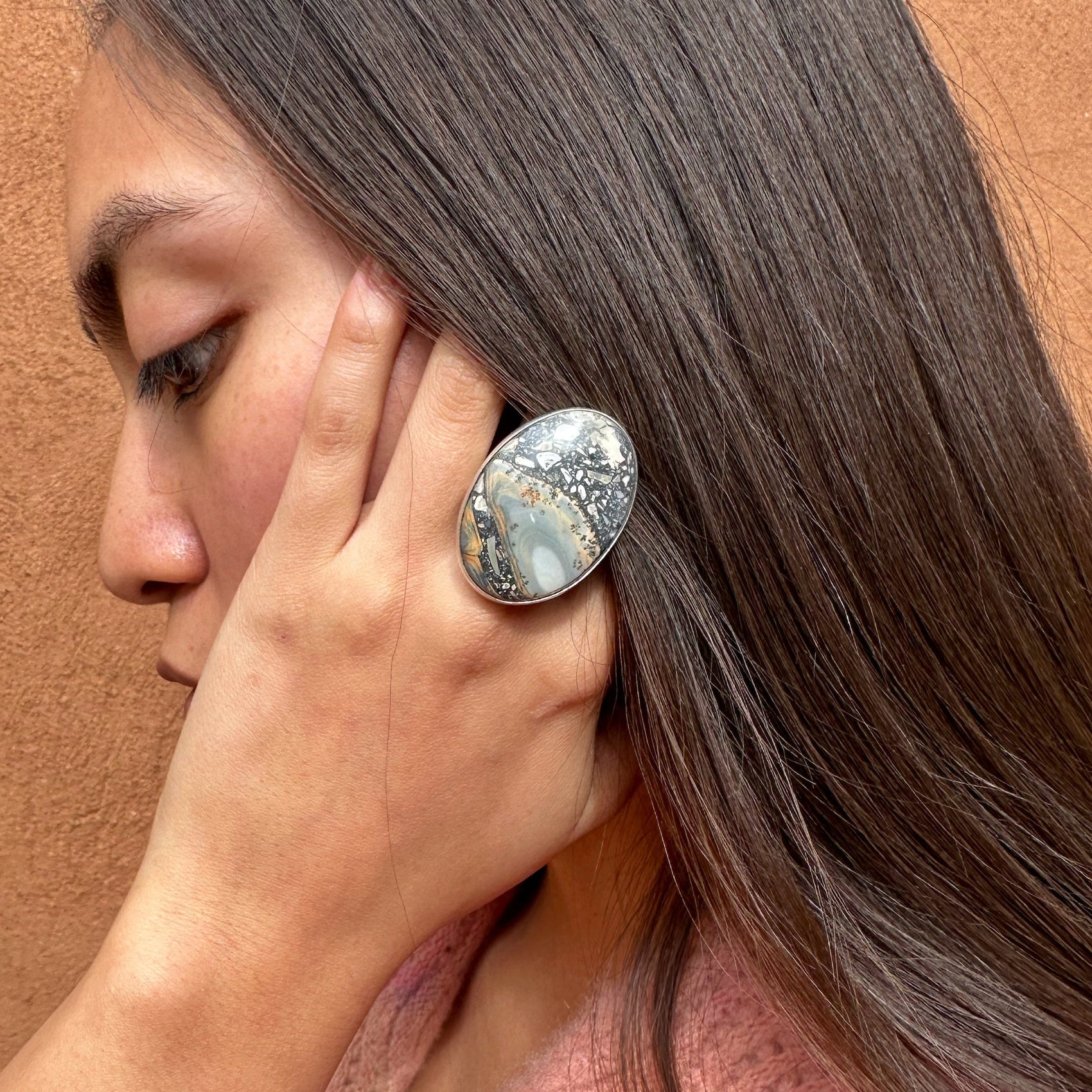 Navajo Made Jasper with Pyrite Ring