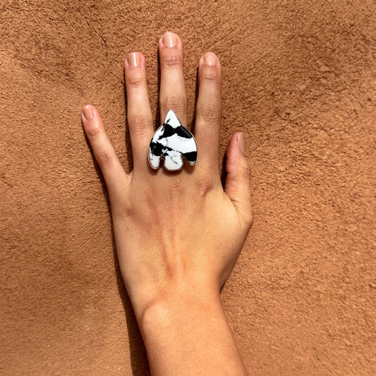 Navajo Made  White Buffalo and Onyx Eagle Ring