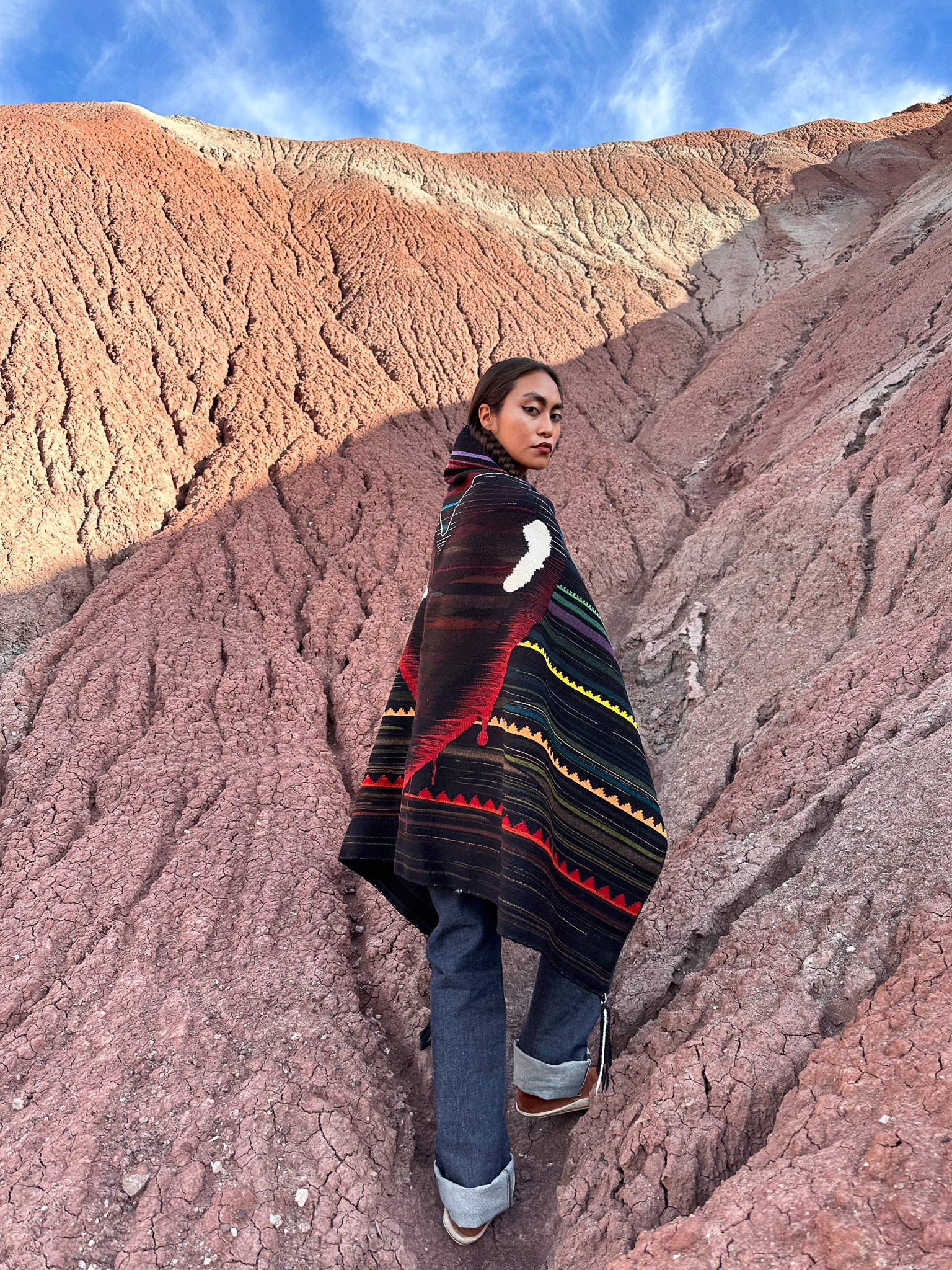 COLORS MAY FADE BUT I STILL EXIST Shawl by Diné Artist Zefren-M