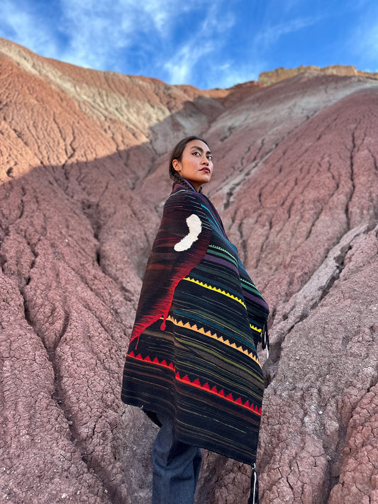 COLORS MAY FADE BUT I STILL EXIST Shawl by Diné Artist Zefren-M