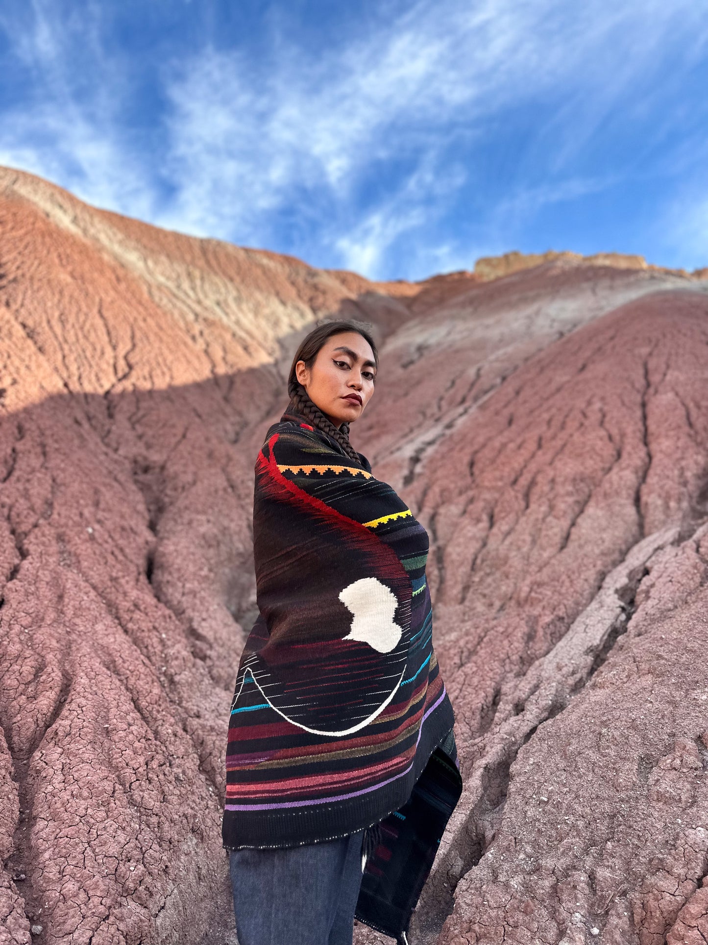 COLORS MAY FADE BUT I STILL EXIST Shawl by Diné Artist Zefren-M