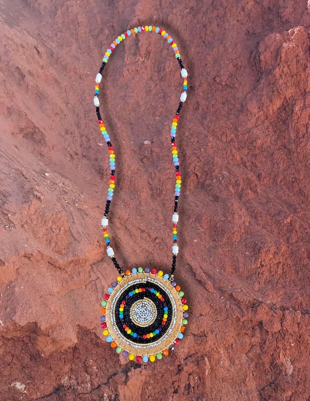 '++ Whiteheart Rainbow Medallion Necklace by Kellen Trenal ++