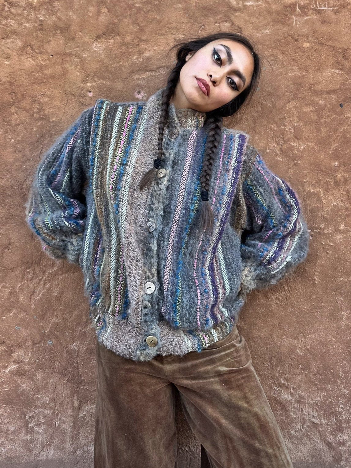 Rare Vintage 80s Handwoven Sweater Cardigan