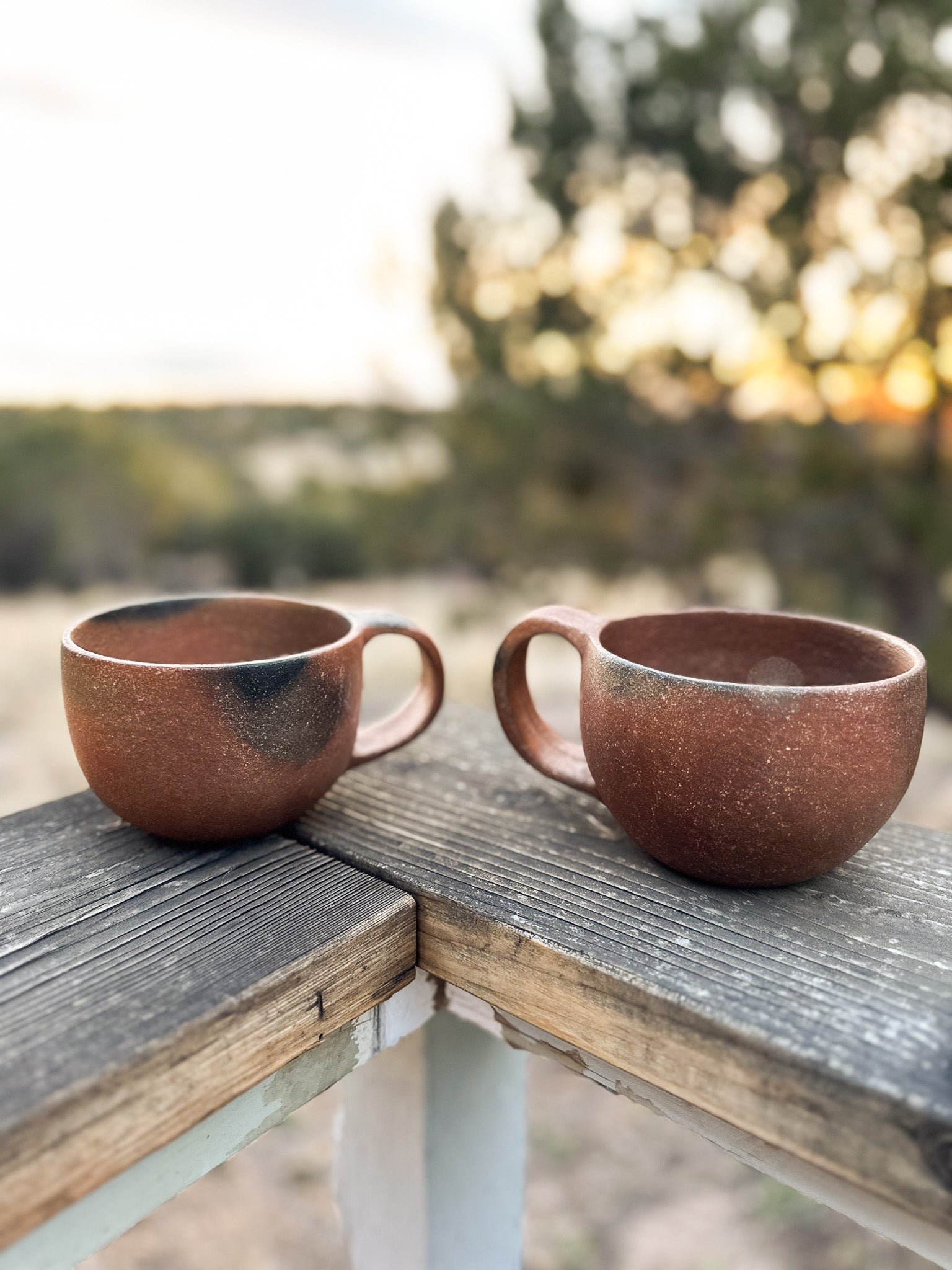 Vintage Micaceous Clay Twin Mug Set