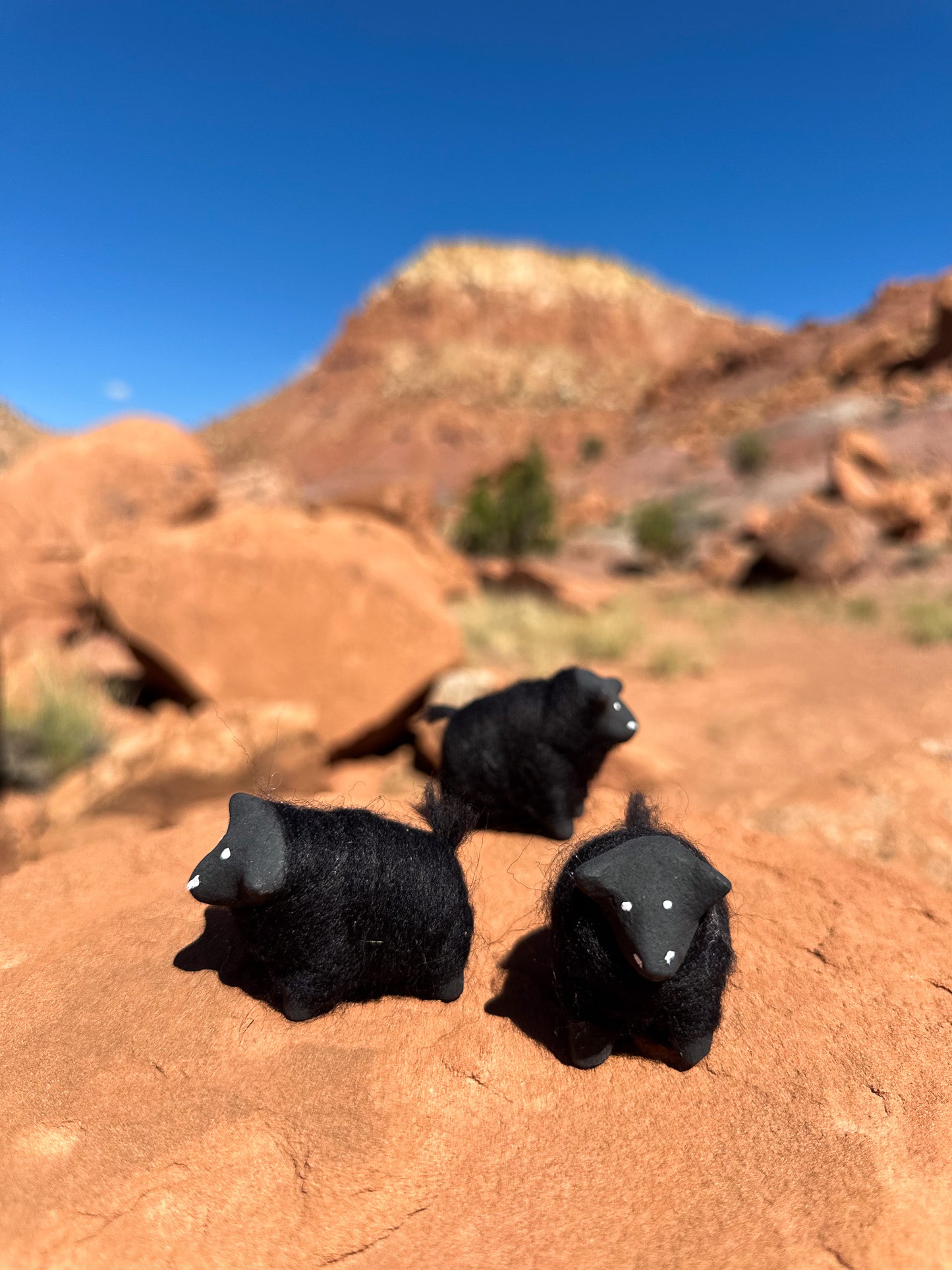 Navajo Made Dibé (Sheep) Figurine- Black