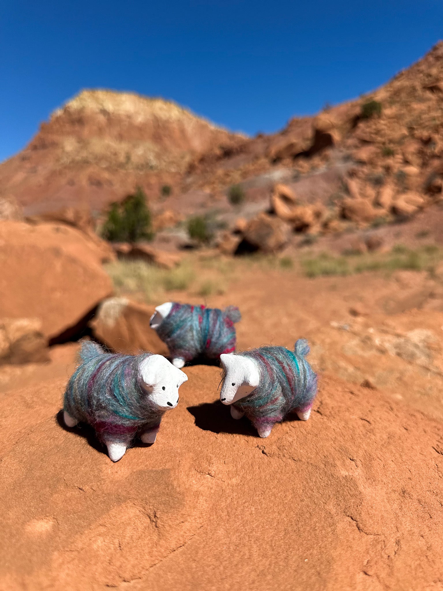 Navajo Made Dibé (Sheep) Figurine- Blue Fleck