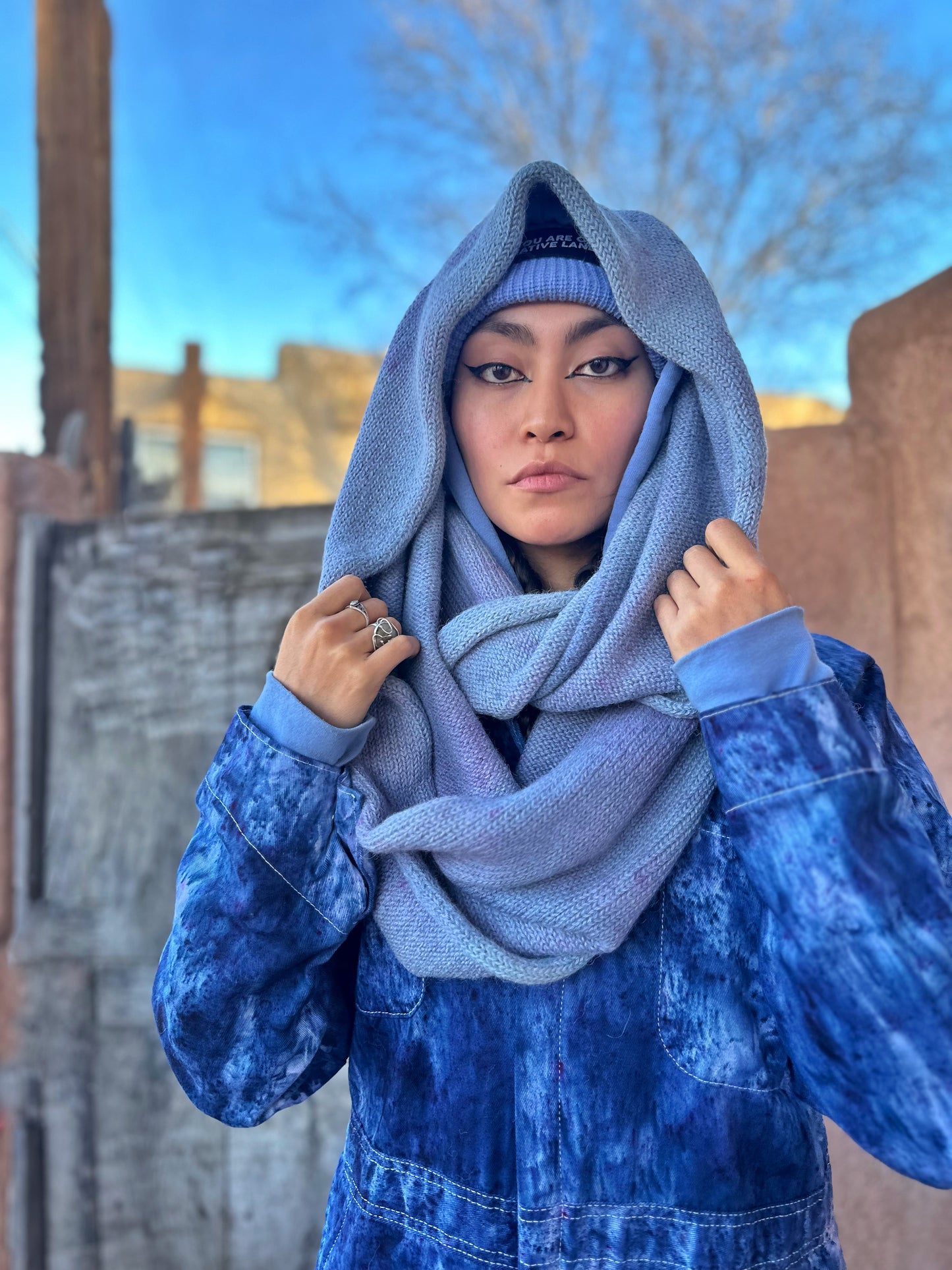 4KINSHIP Limited Edition Hand Dyed Bolivian Alpaca Infinity Scarf- Denim