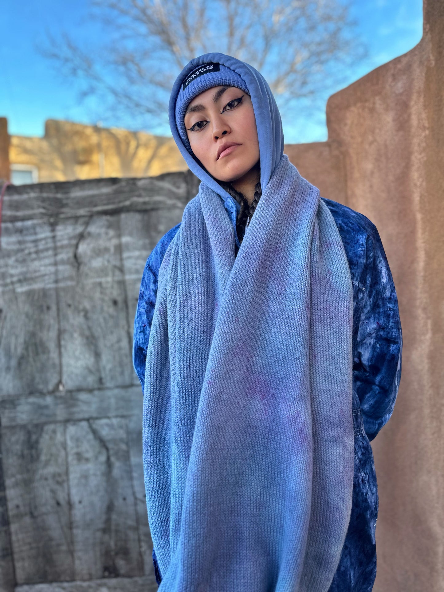 4KINSHIP Limited Edition Hand Dyed Bolivian Alpaca Infinity Scarf- Denim