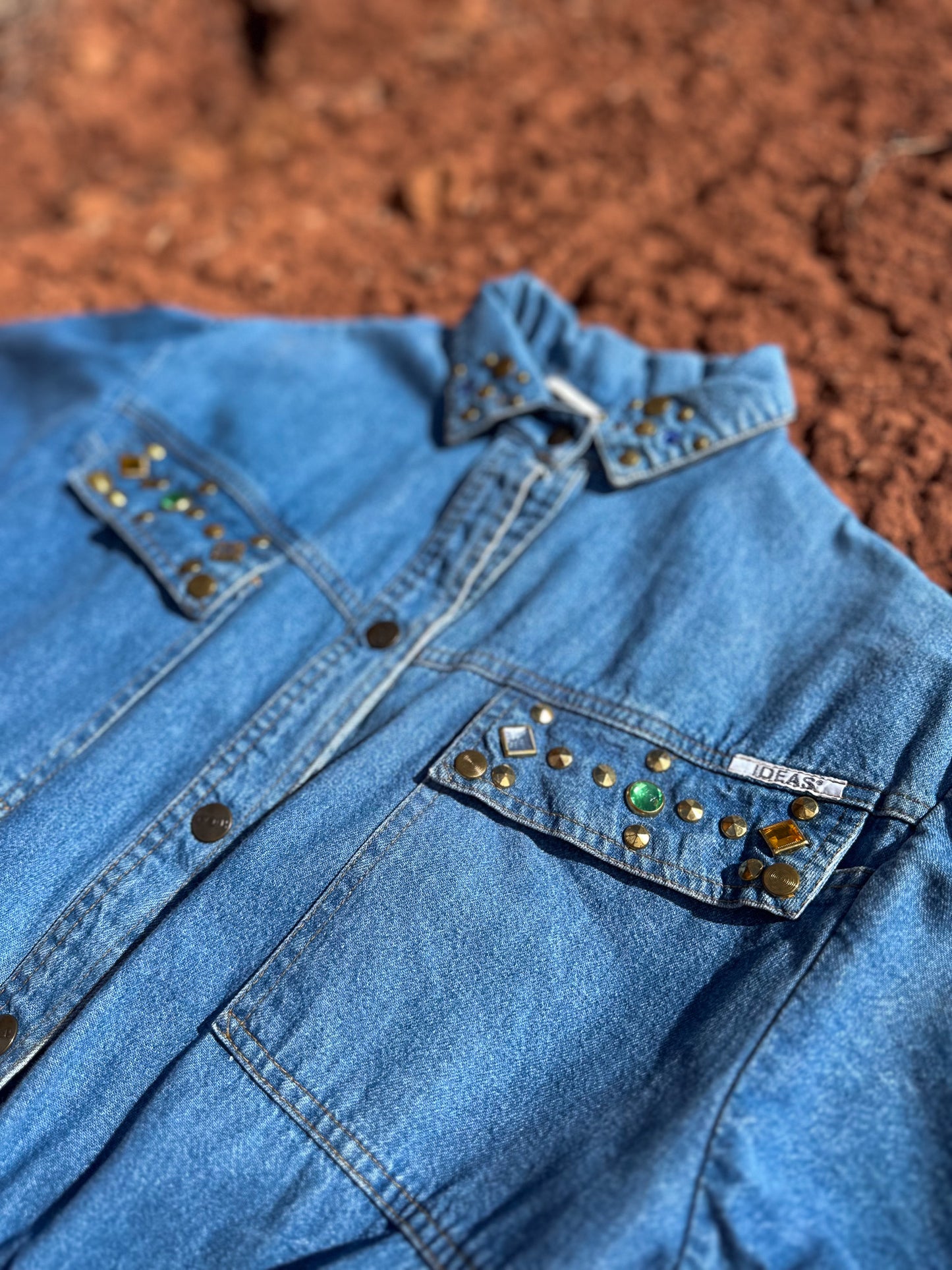 Vintage Denim 80s Bedazzled Jumpsuit