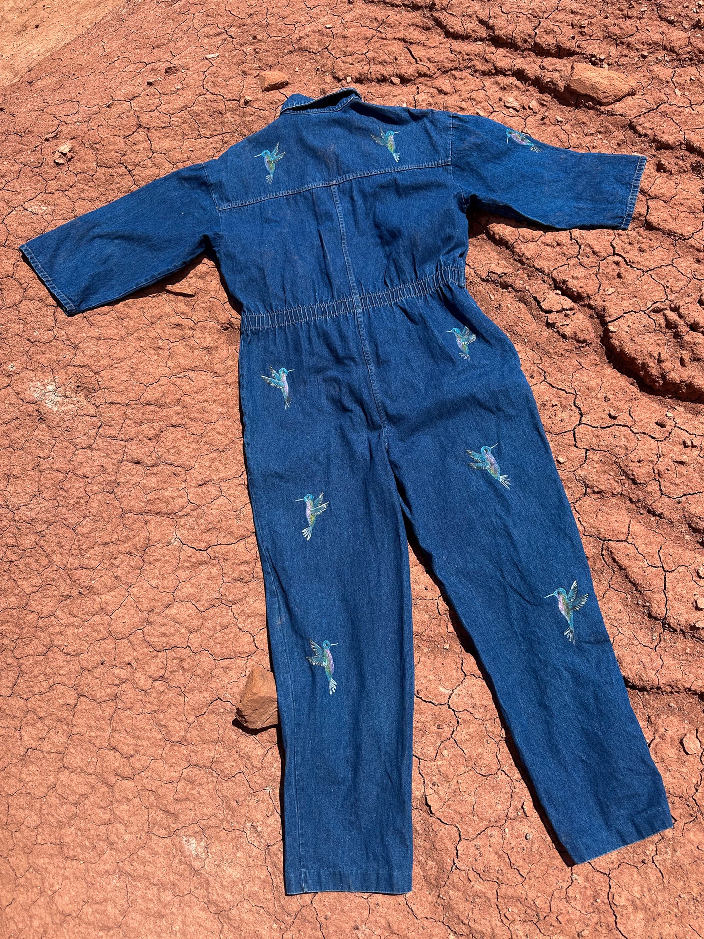 Upcycled Vintage Denim 80s Jumpsuit Handpainted by Emily Jacket