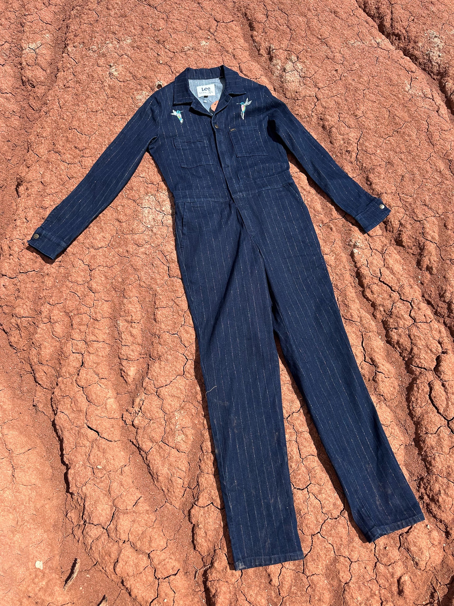 Upcycled Vintage Denim 80s Jumpsuit Handpainted by Emily Jacket