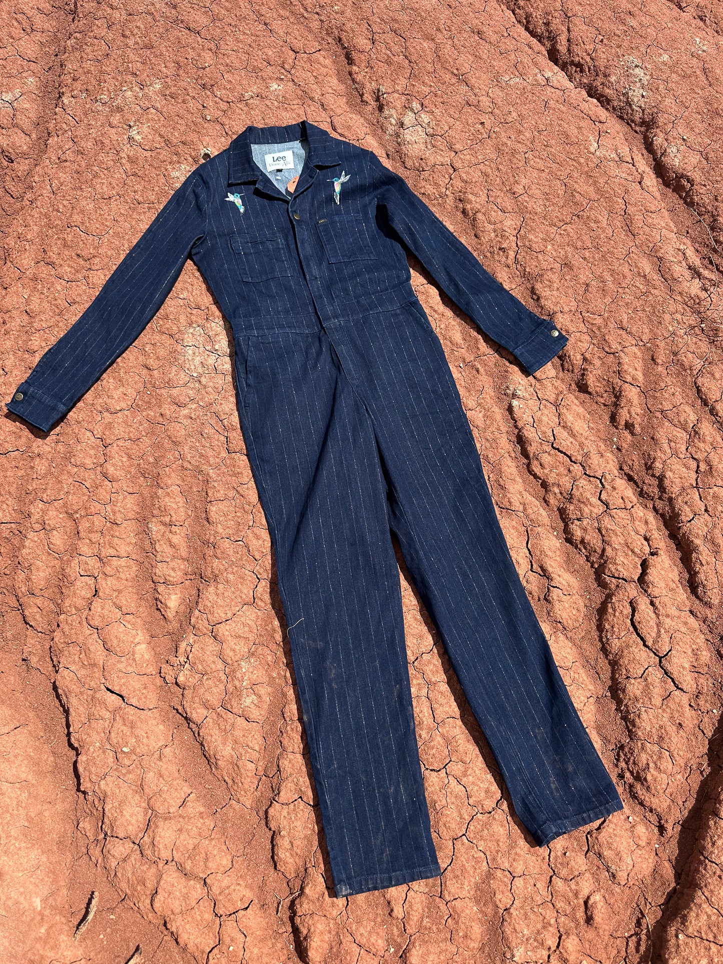 Upcycled Vintage Denim 80s Jumpsuit Handpainted by Emily Jacket