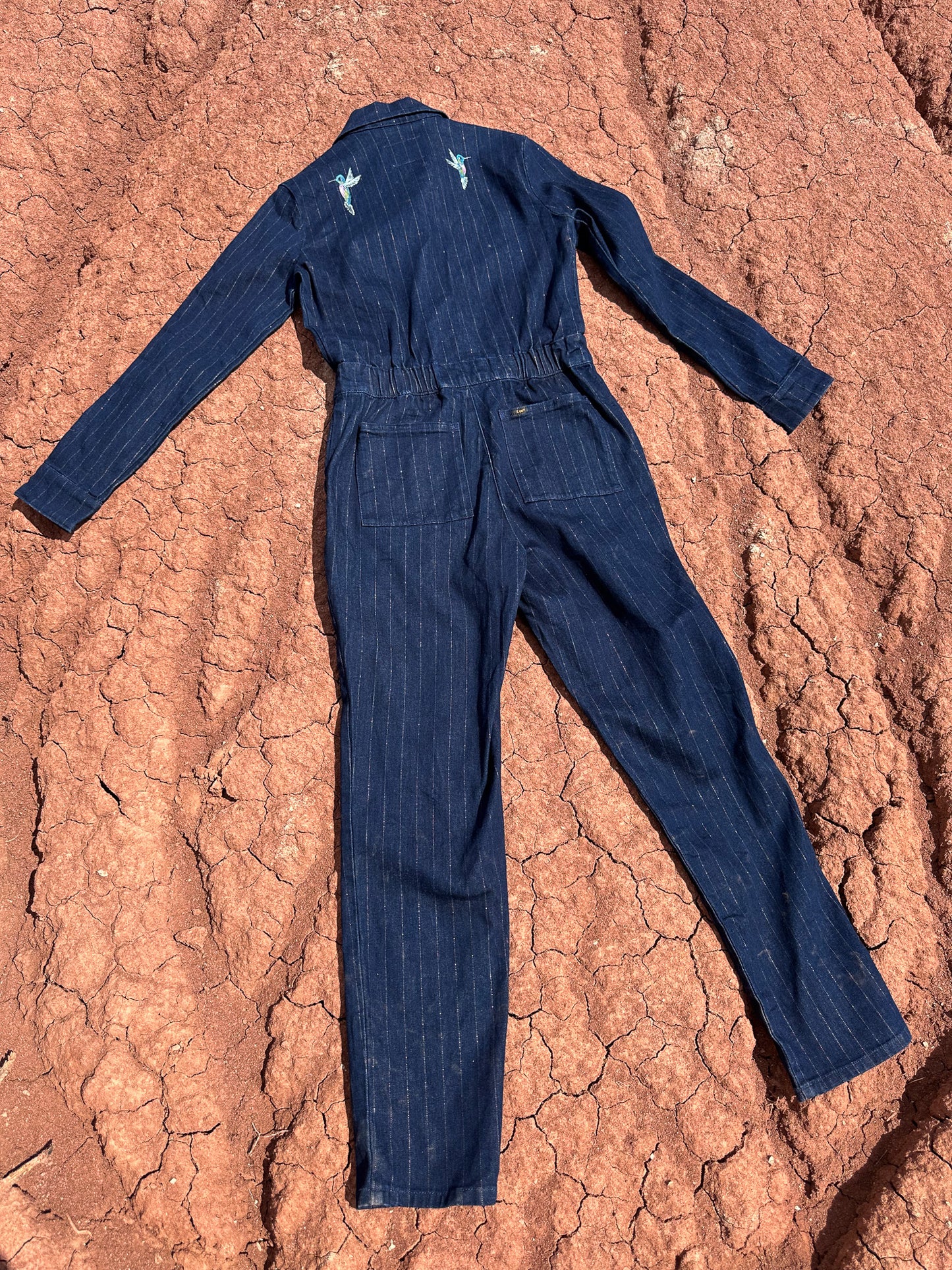 Upcycled Vintage Denim 80s Jumpsuit Handpainted by Emily Jacket