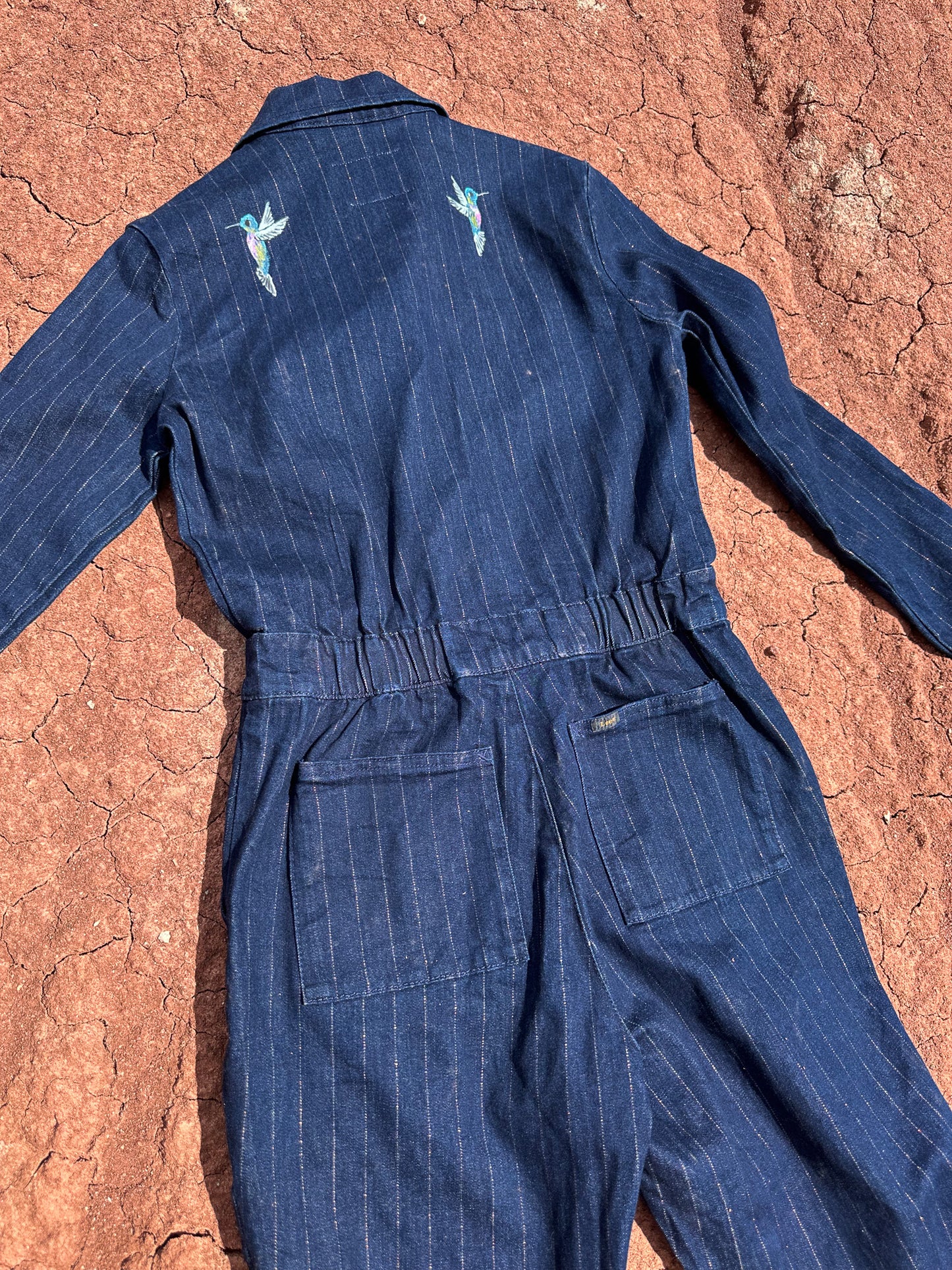 Upcycled Vintage Denim 80s Jumpsuit Handpainted by Emily Jacket