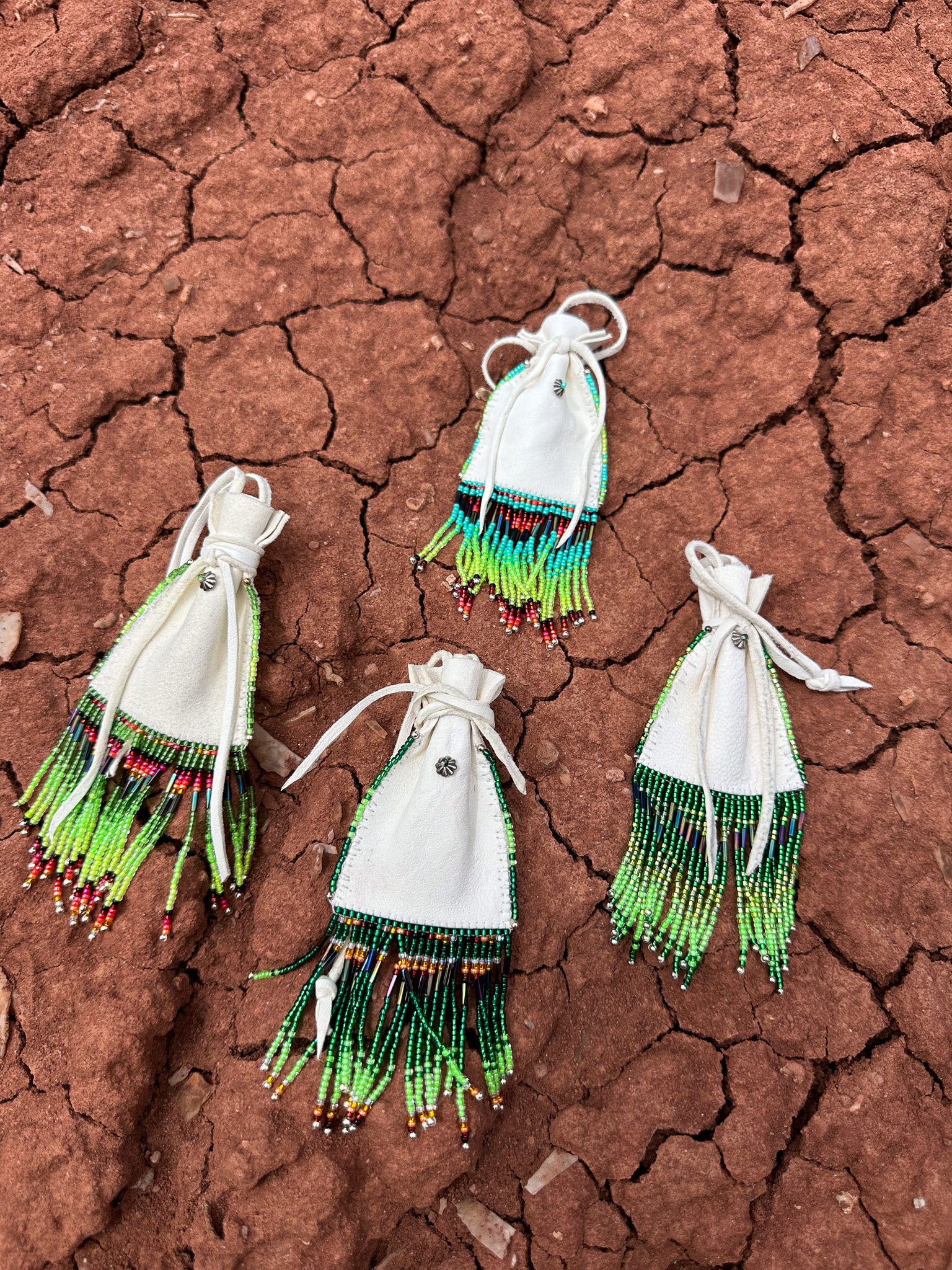 Navajo Made Handbeaded Buckskin Bags - On Sale $95