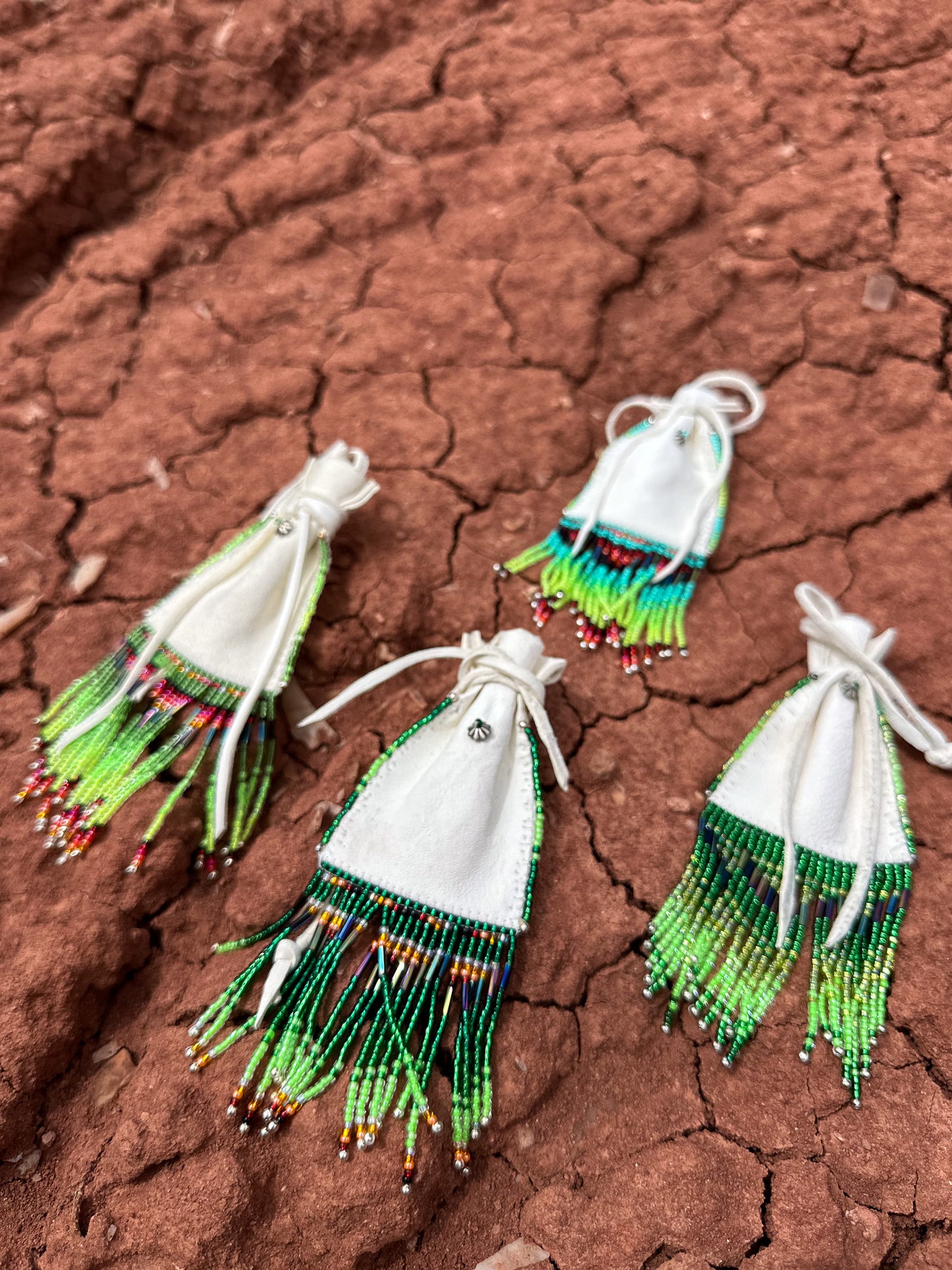 Navajo Made Handbeaded Buckskin Bags