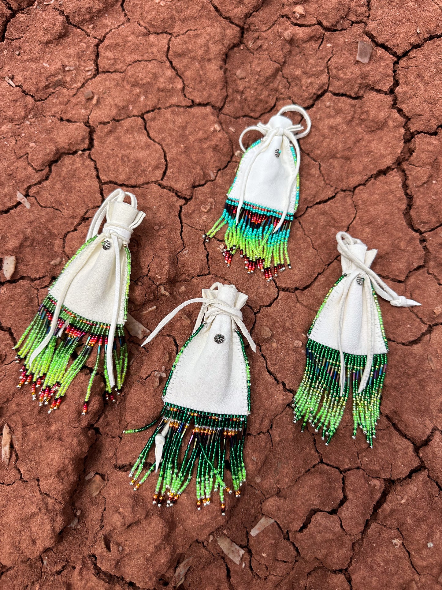 Navajo Made Handbeaded Buckskin Bags