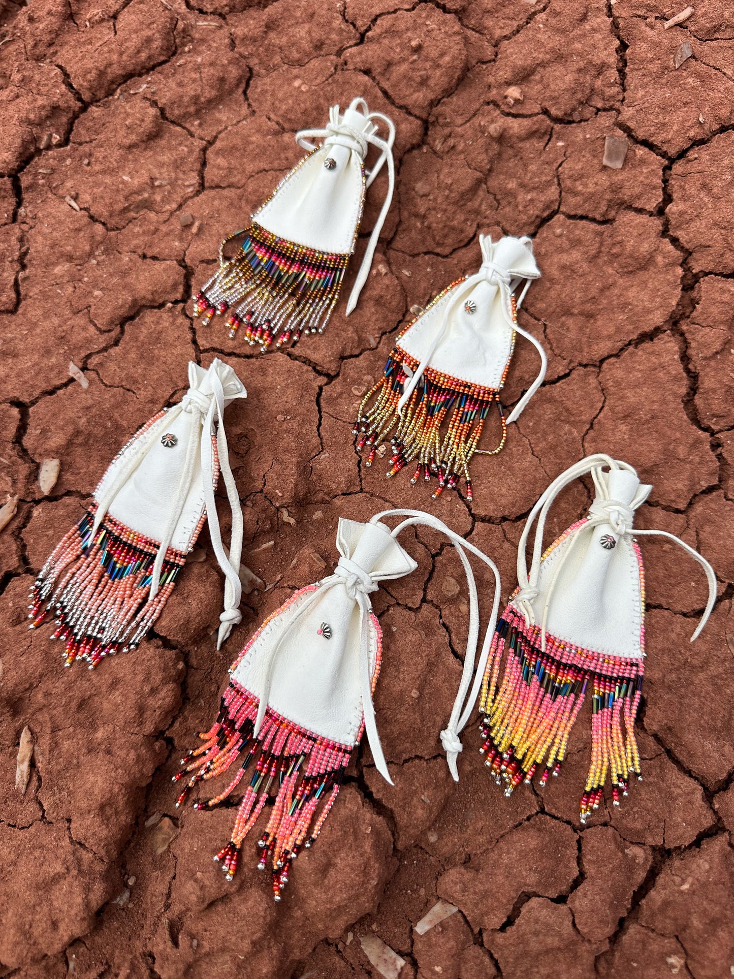 Navajo Made Handbeaded Buckskin Bags - On Sale $95