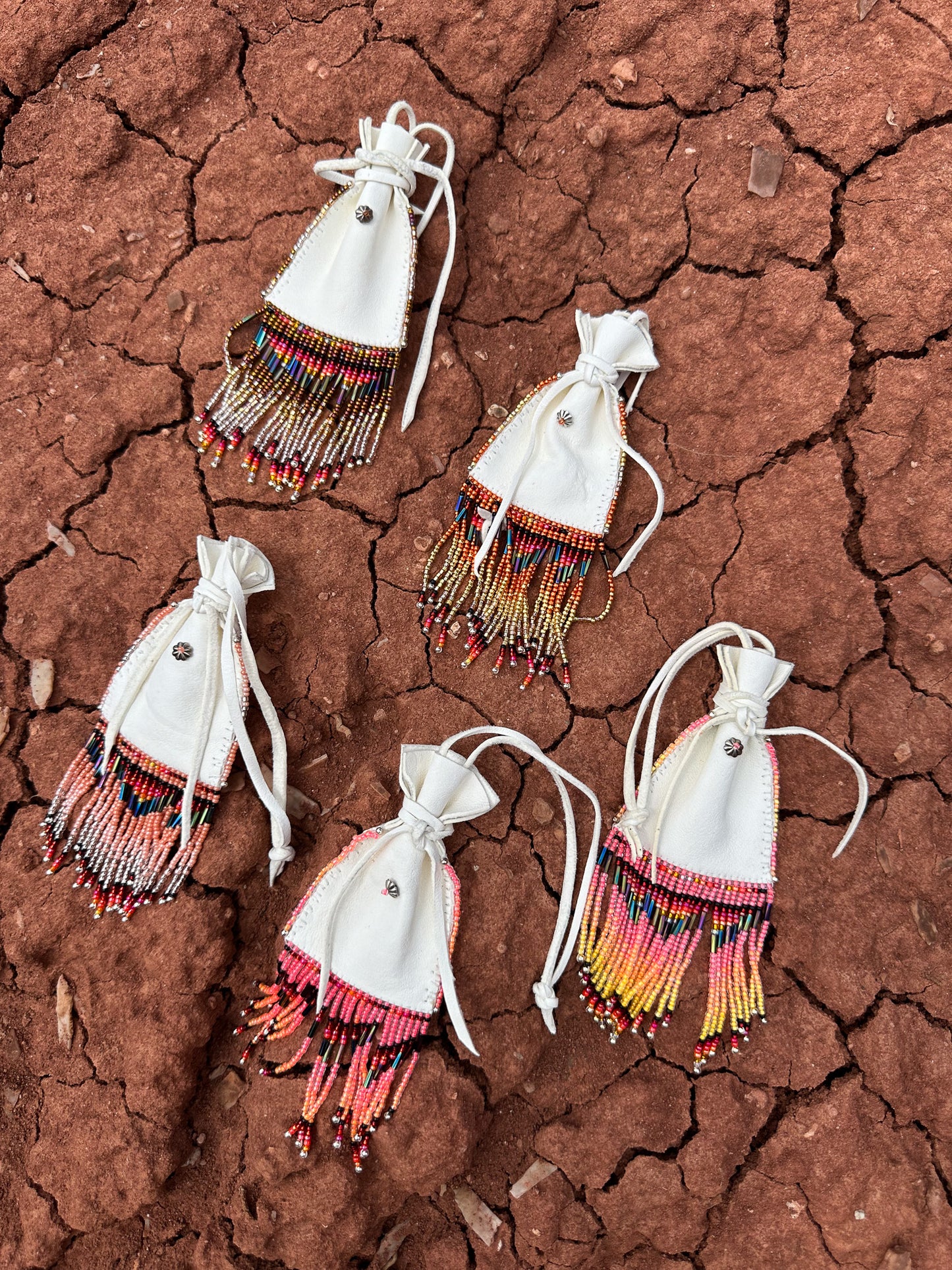 Navajo Made Handbeaded Buckskin Bags - On Sale $95