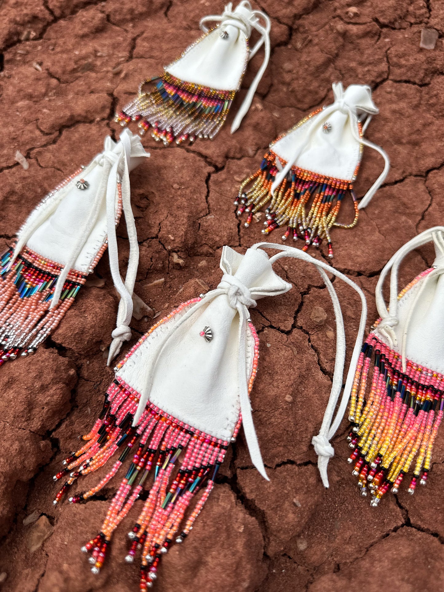 Navajo Made Handbeaded Buckskin Bags - On Sale $95