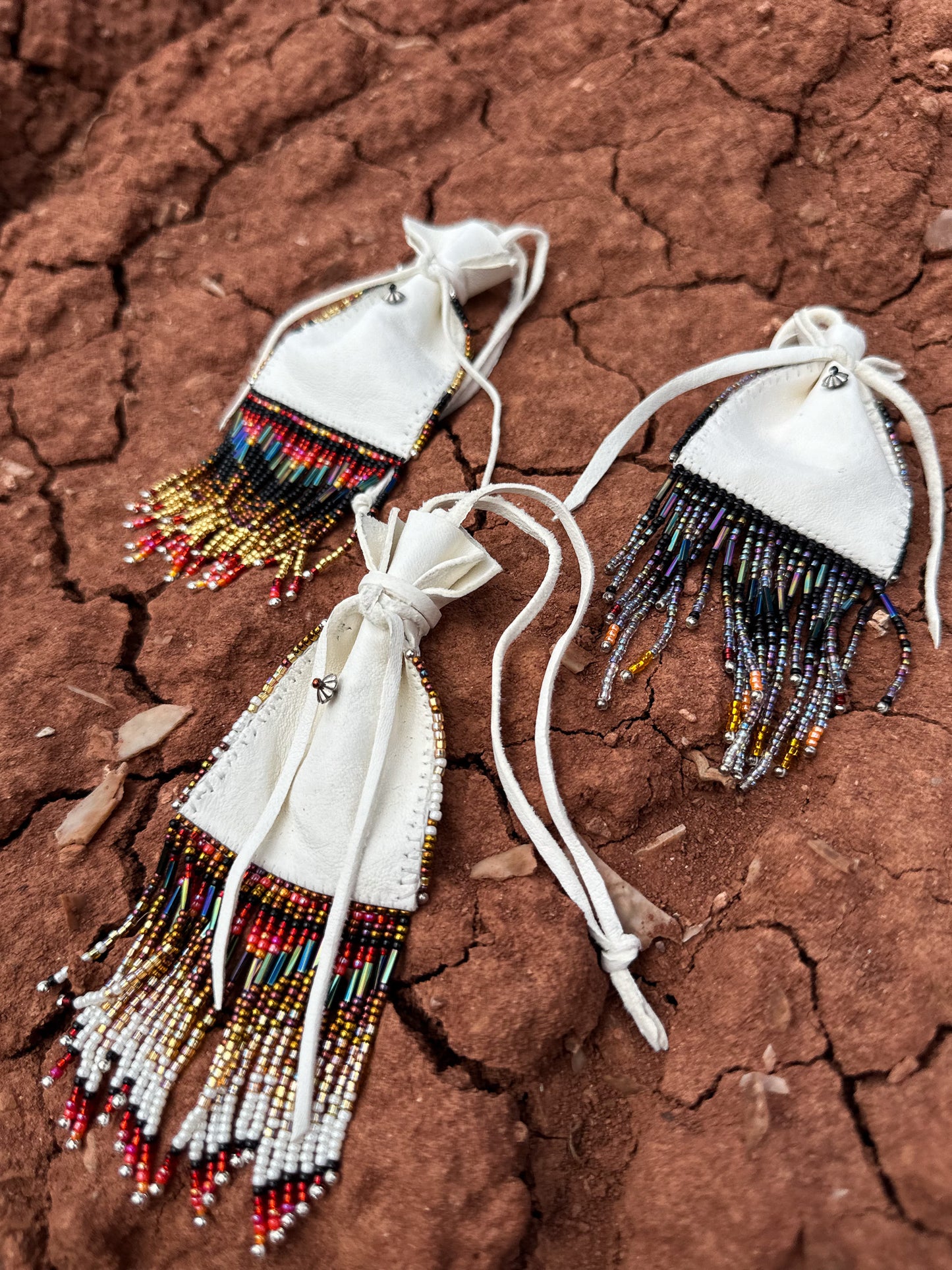 Navajo Made Handbeaded Bucksin Bags- On Sale $95