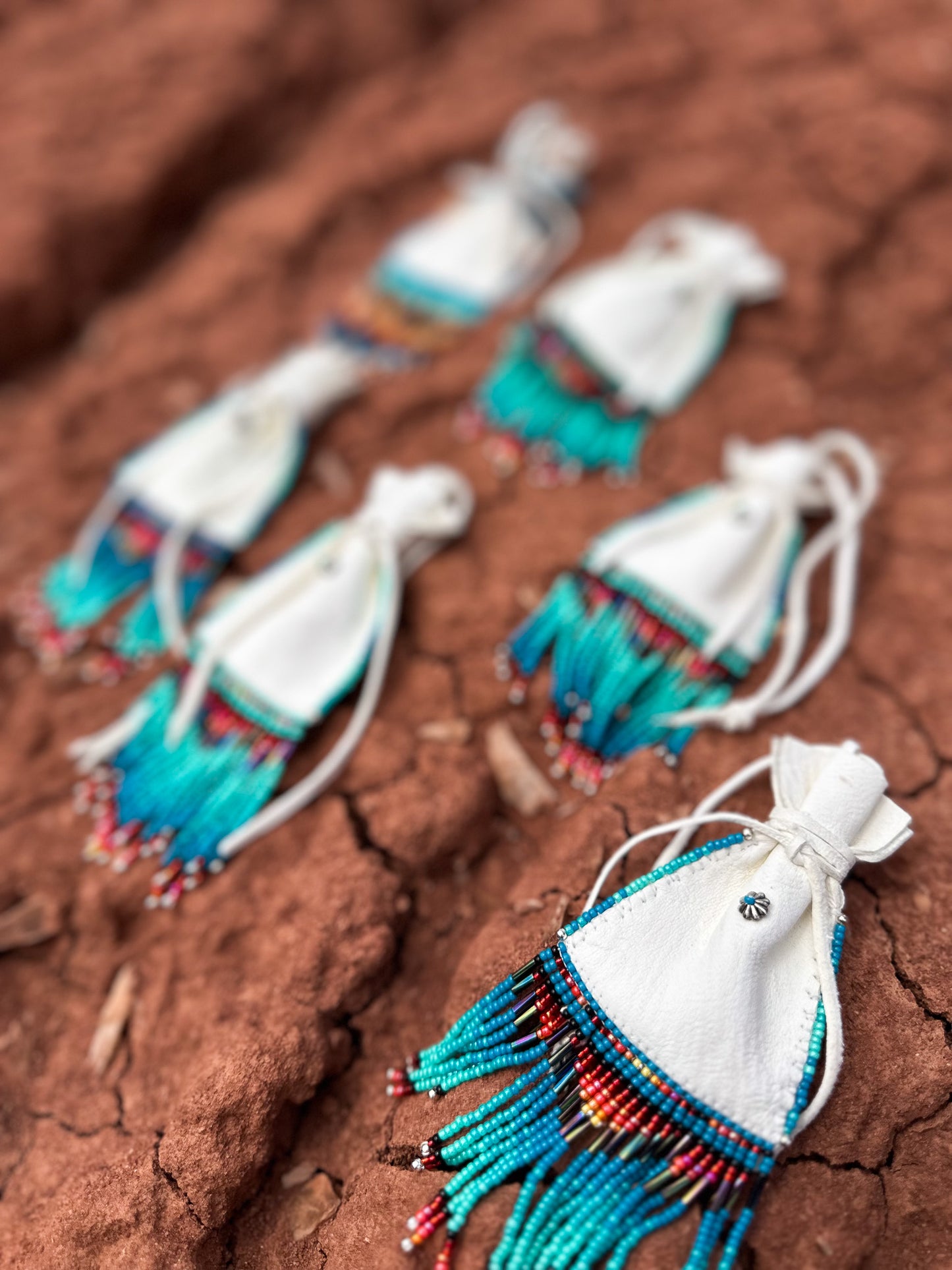 Navajo Made Handbeaded Bucksin Bags- On Sale $95