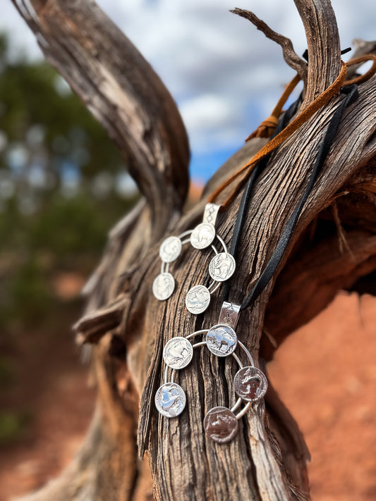 Navajo Made Buffalo Coin Naja Necklace