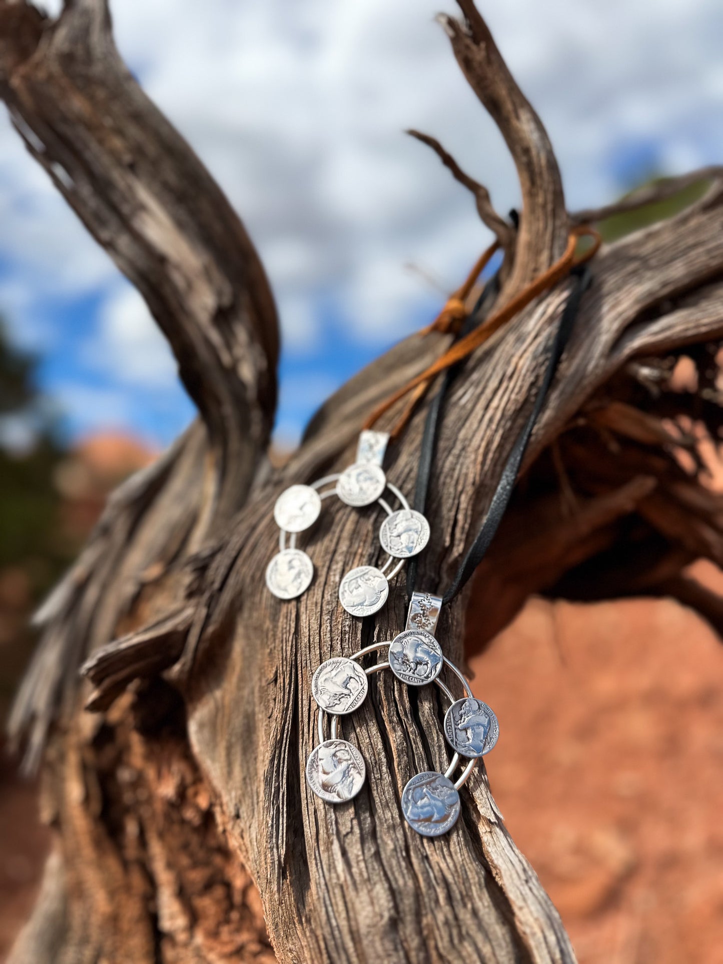 Navajo Made Buffalo Coin Naja Necklace