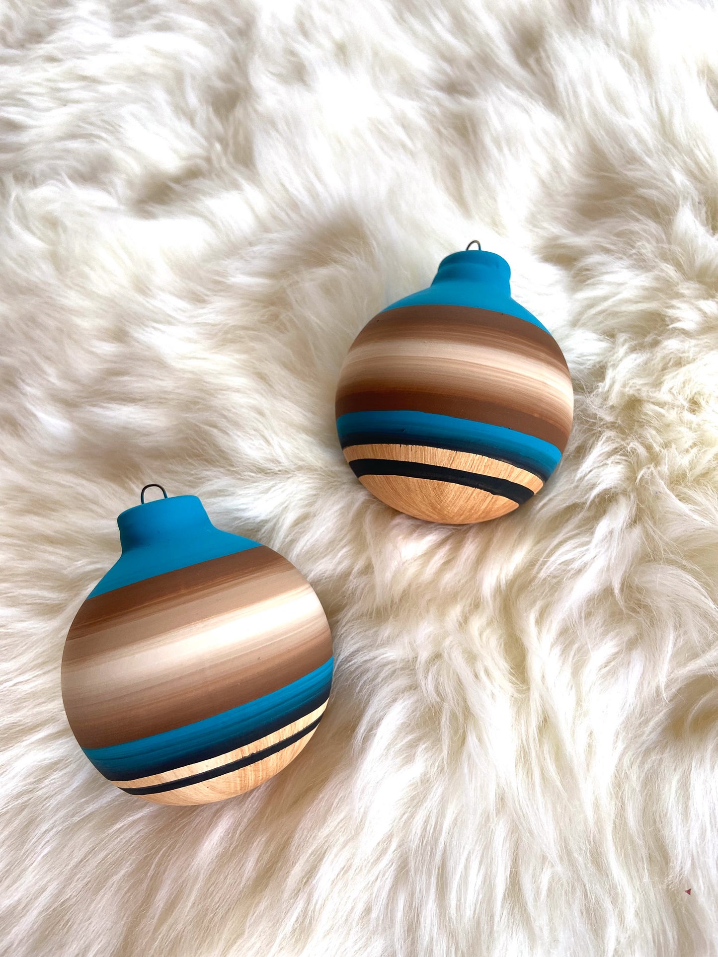 Navajo Made Handpainted Clay Ornaments-Bear Stripe (Shash)