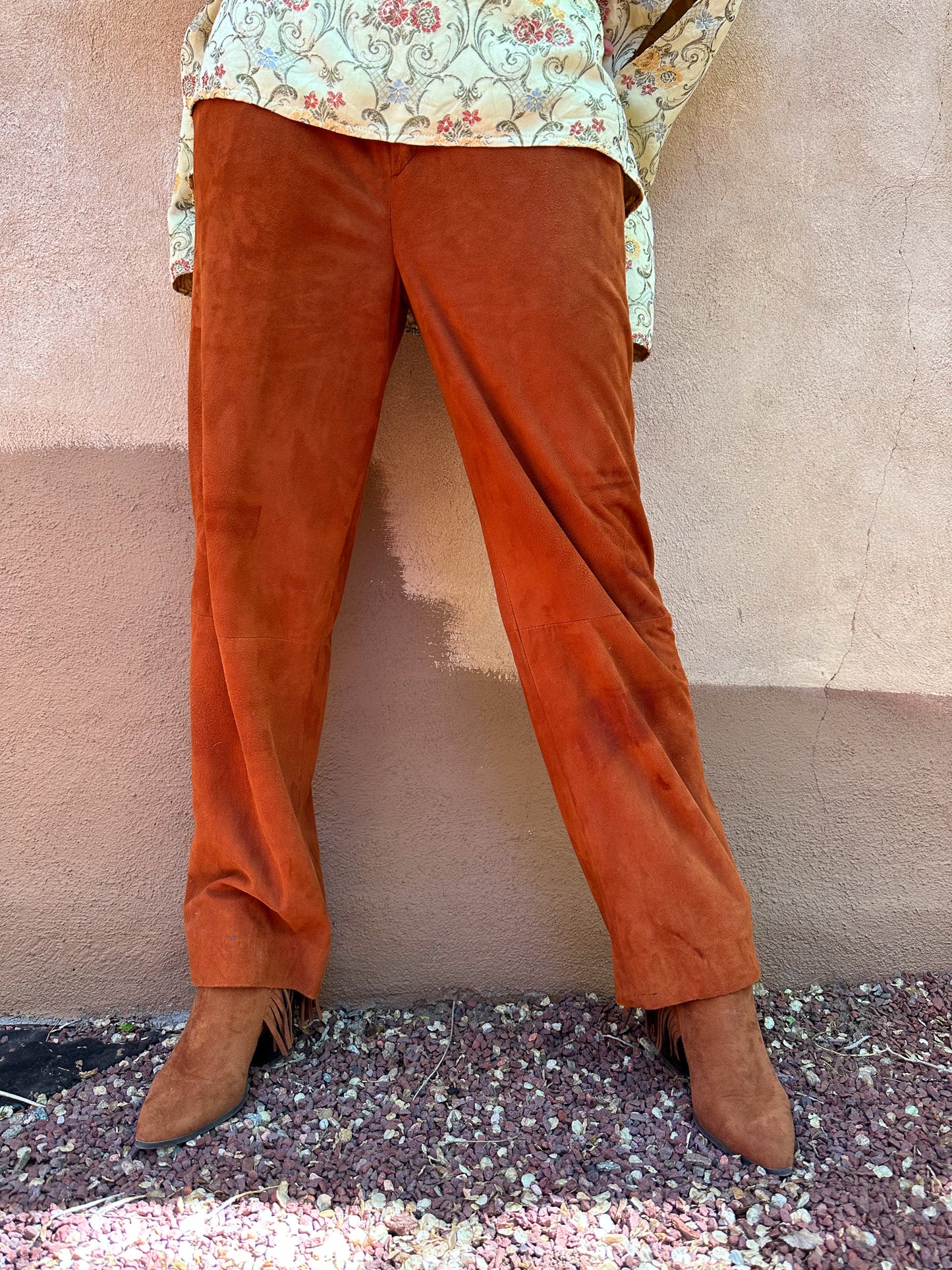 Vintage 70s High Rise Char Suede Pants