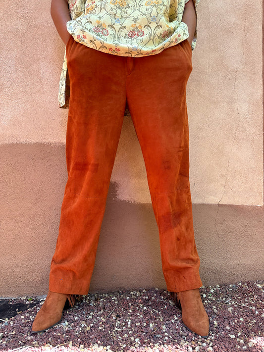 Vintage 70s High Rise Char Suede Pants