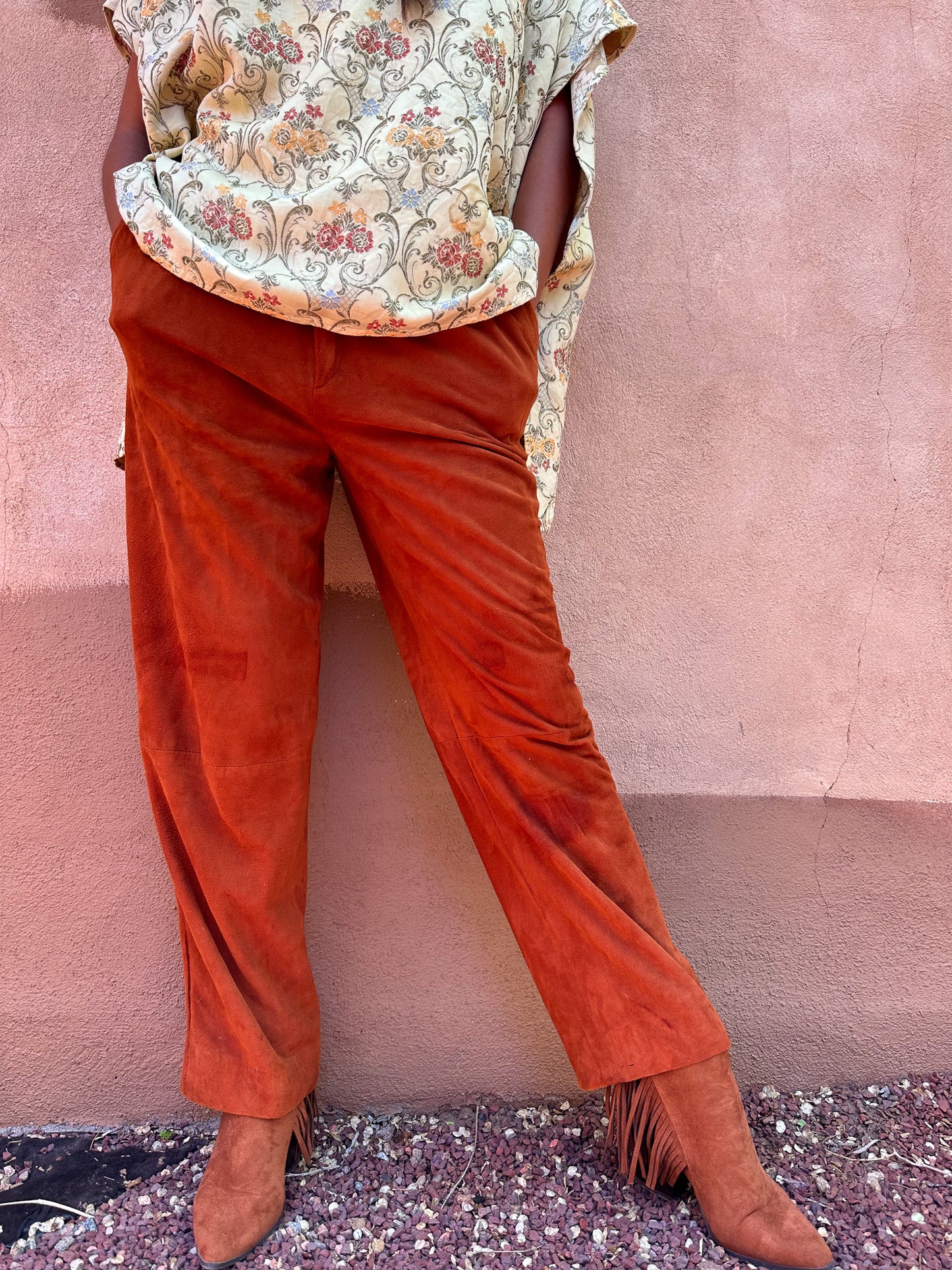 Vintage 70s High Rise Char Suede Pants