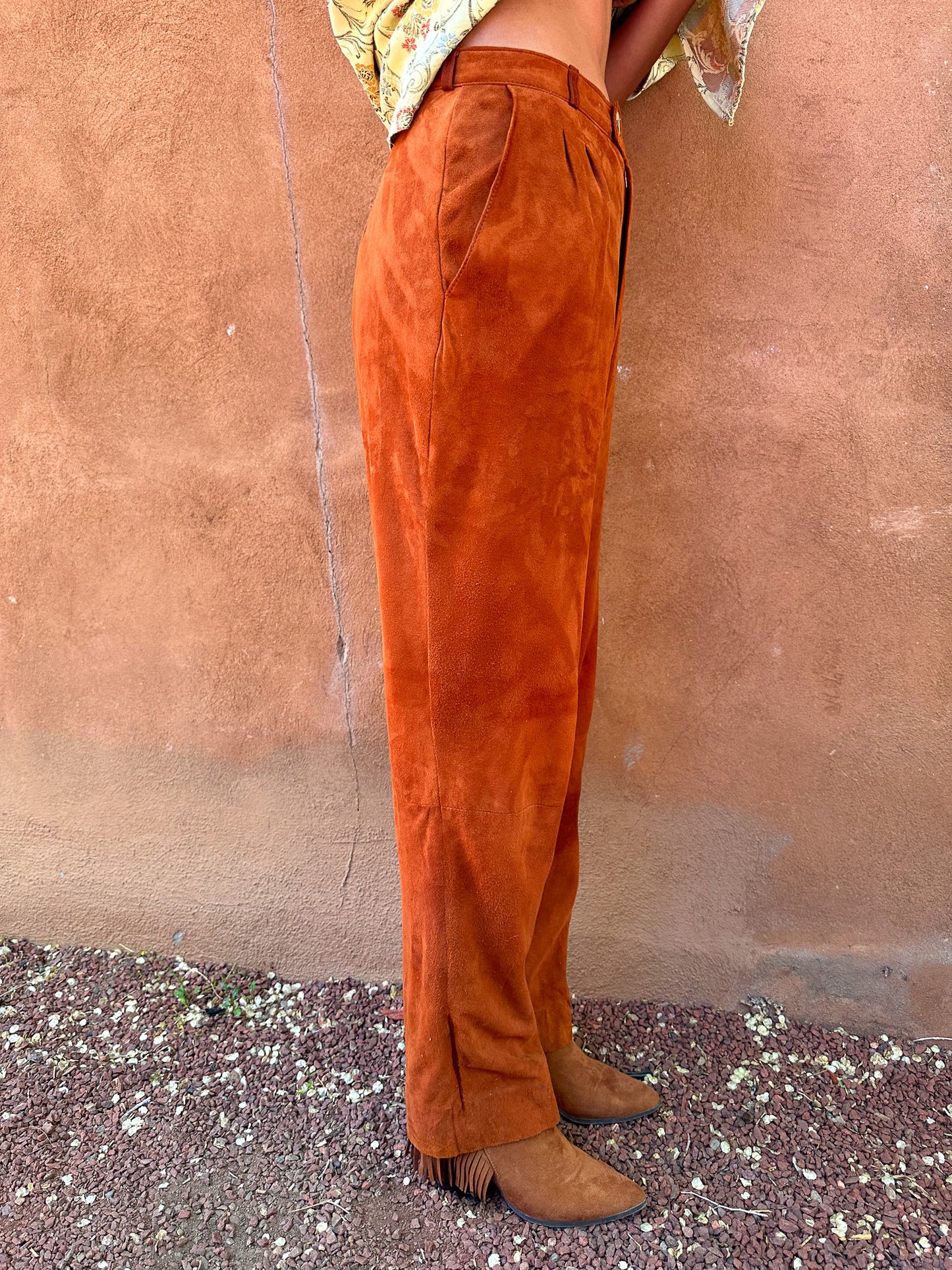 Vintage 70s High Rise Char Suede Pants