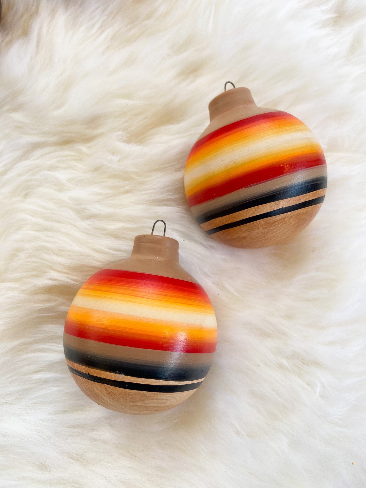 Navajo Made Handpainted Clay Ornament- Santa Fe Sunrise