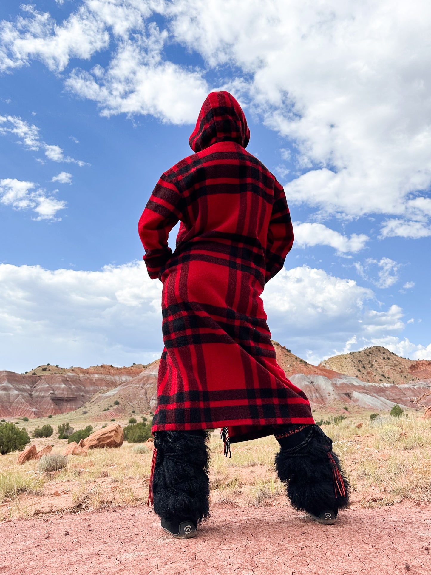 Vintage 70s Tartan Fringed Coat