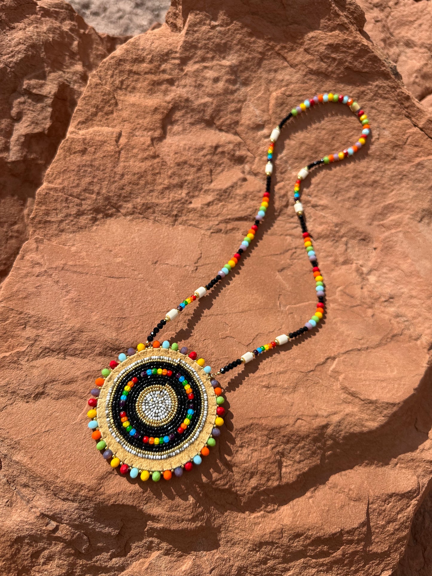 ++ Whiteheart Rainbow Medallion Necklace by Kellen Trenal ++