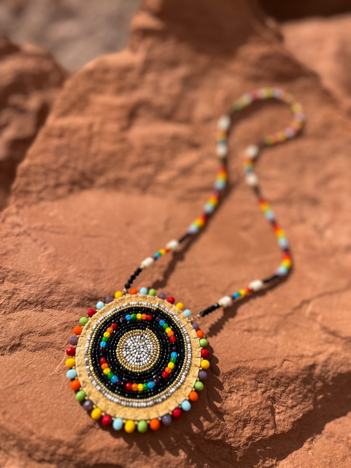 ++ Whiteheart Rainbow Medallion Necklace by Kellen Trenal ++