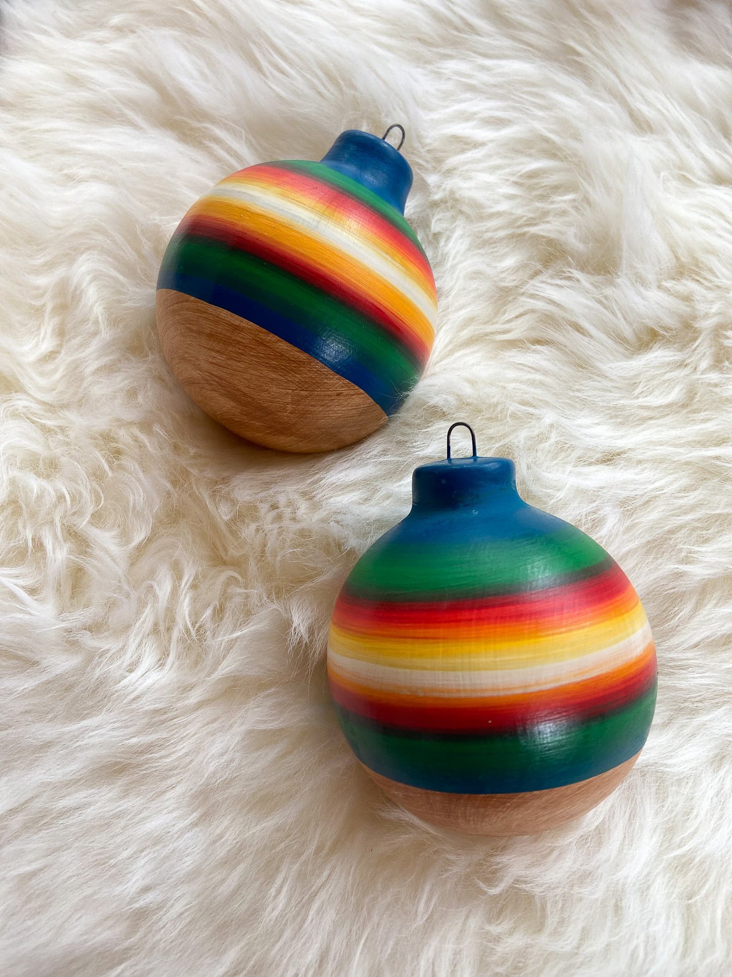 Navajo Made Handpainted Clay Ornaments- Buffalo Stripe (Ayaaní)