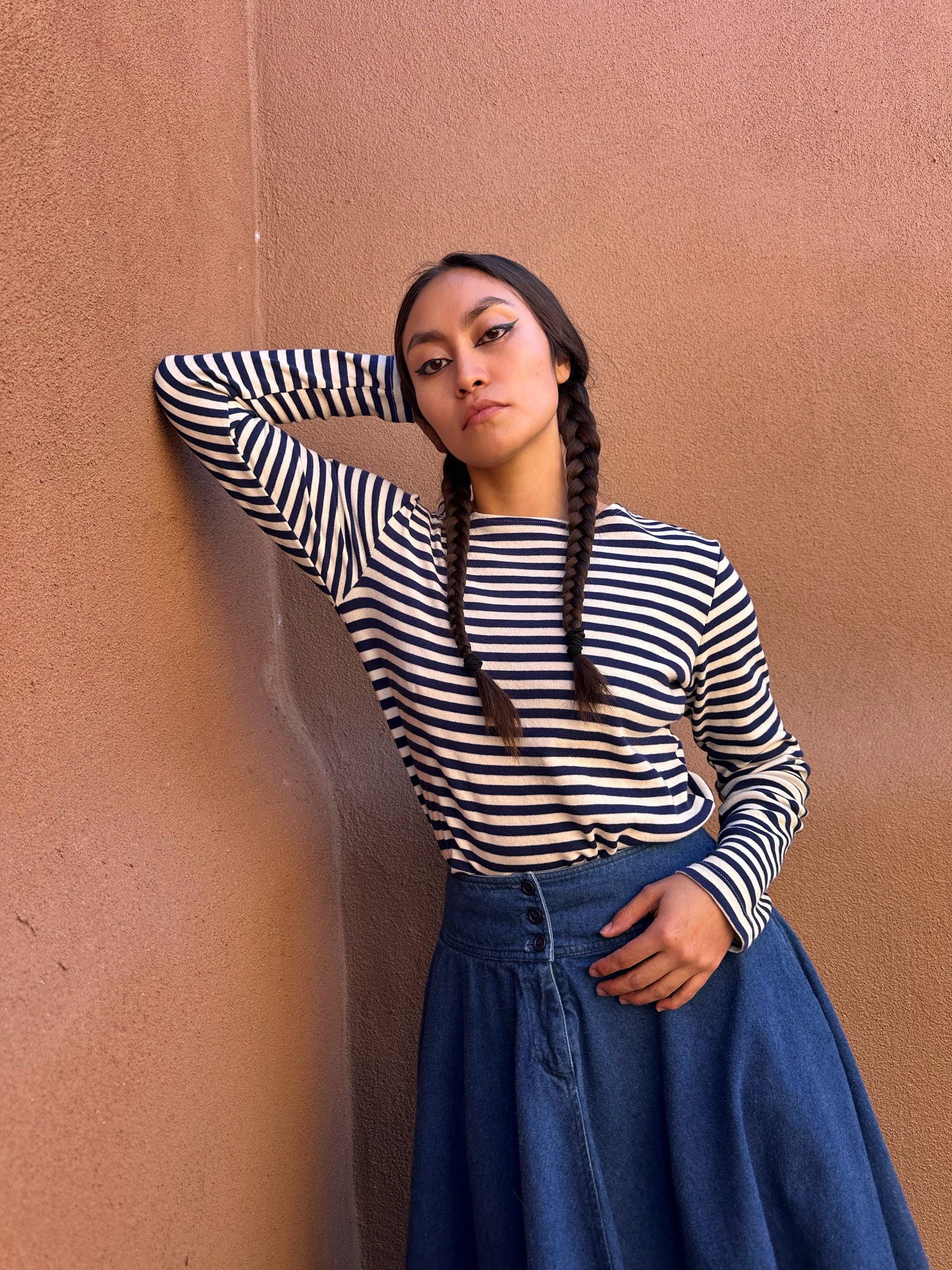 Vintage Striped Navy Military Tee