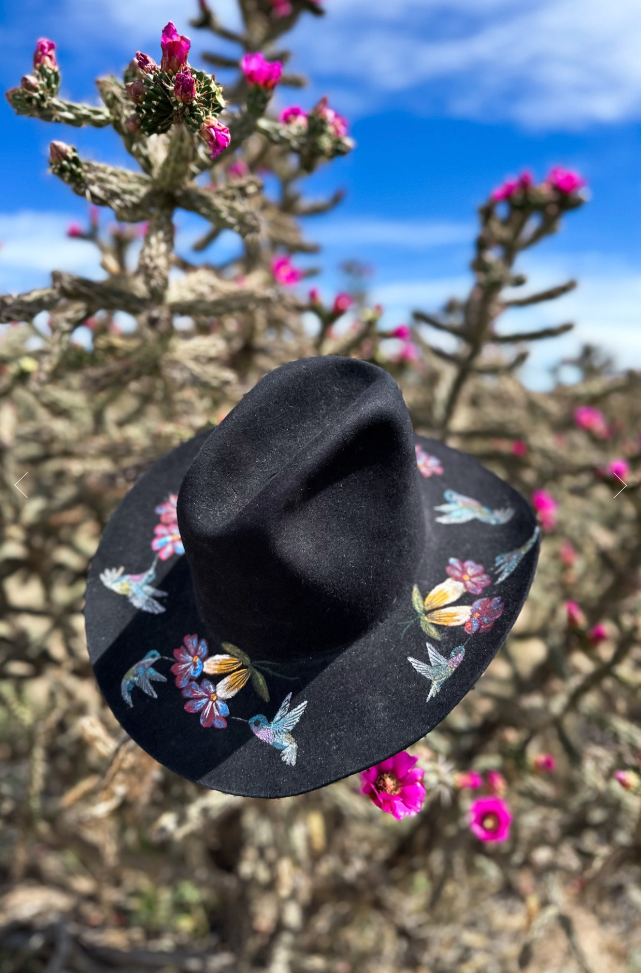 Upcycled Vintage Western Hat with Hummers