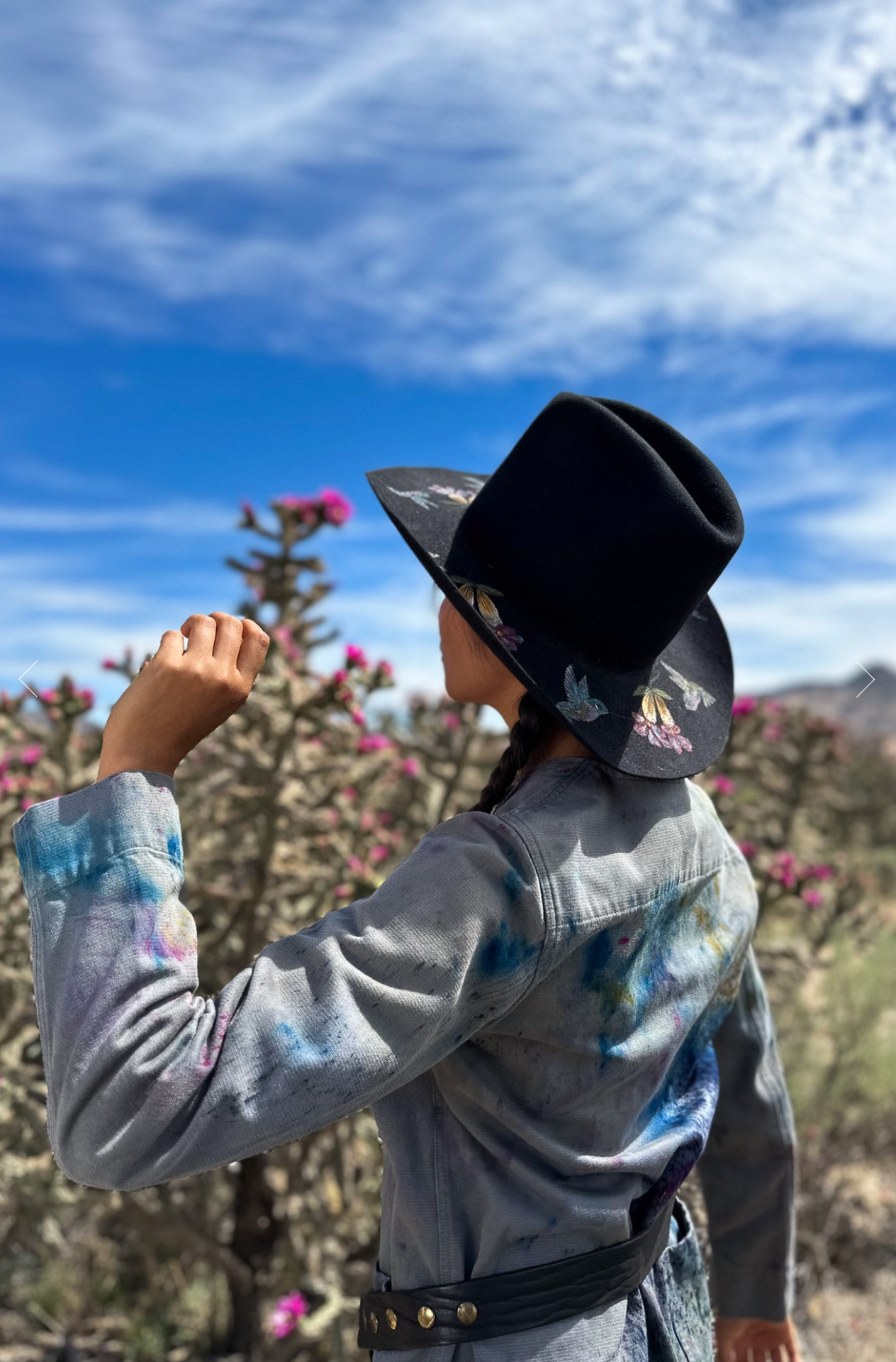 Upcycled Vintage Western Hat with Hummers